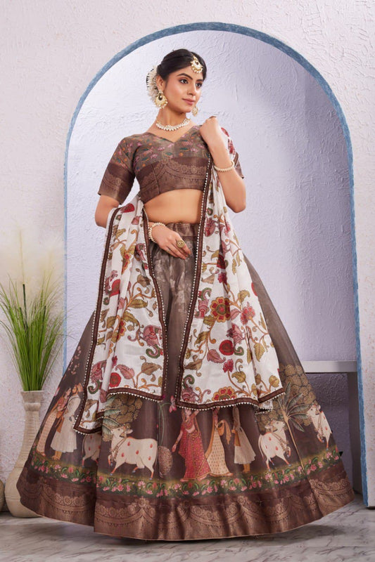 Wedding and Festive Wear Lehenga Choli in Soft Cotton Silk