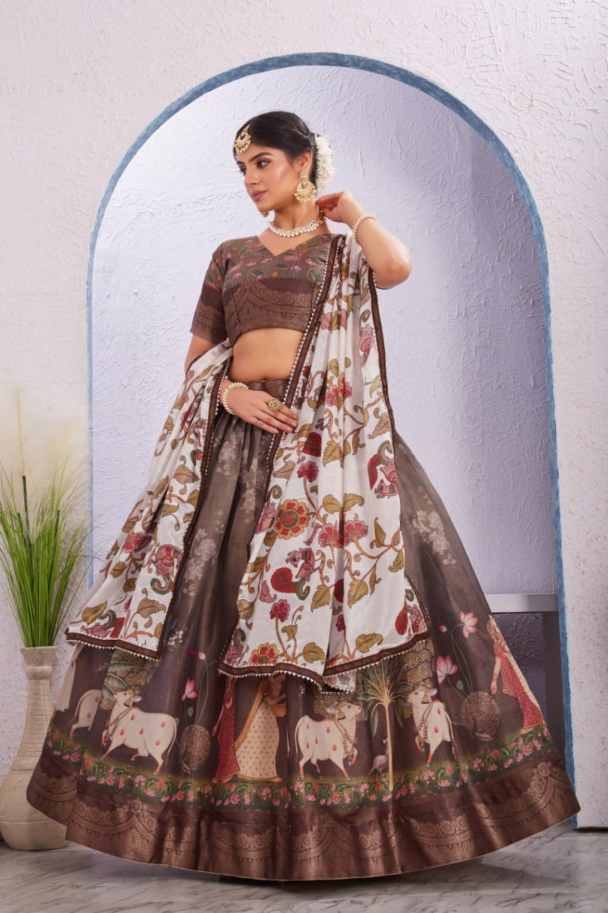 Wedding and Festive Wear Lehenga Choli in Soft Cotton Silk