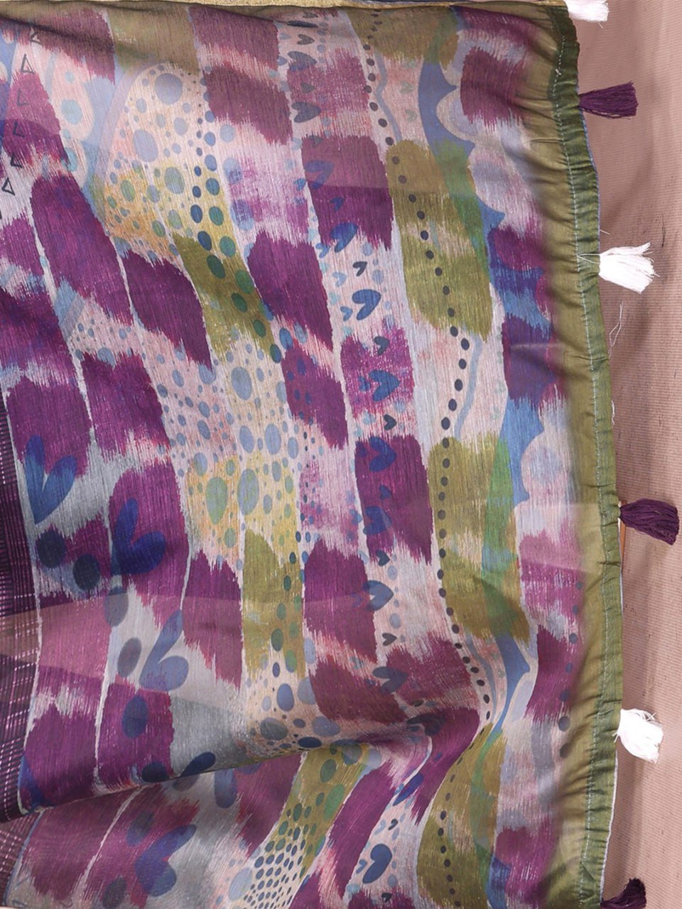 Purple & Green Black Chanderi Saree