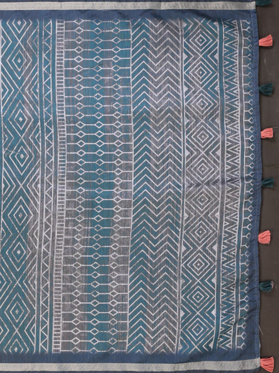 Multicolor Geometric Printed Chanderi Saree