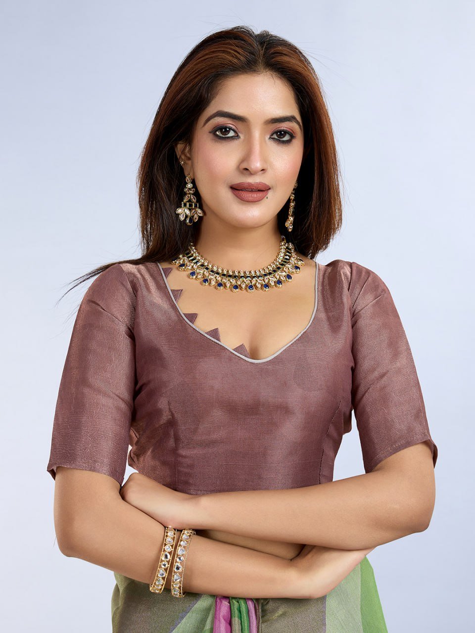 Green & Pink Abstract Printed Saree