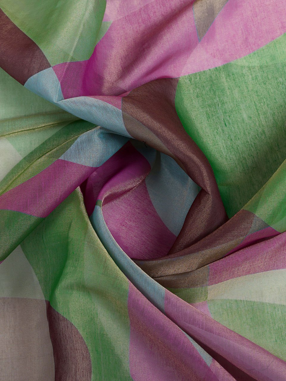 Green & Pink Abstract Printed Saree