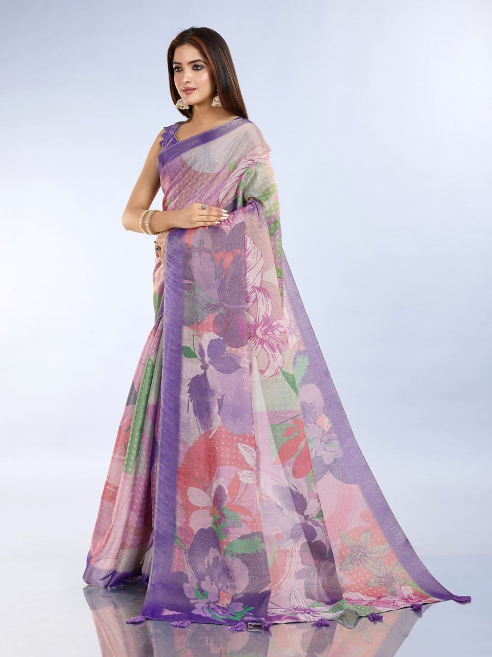 Pastel Floral Erode Anmol Silk Saree