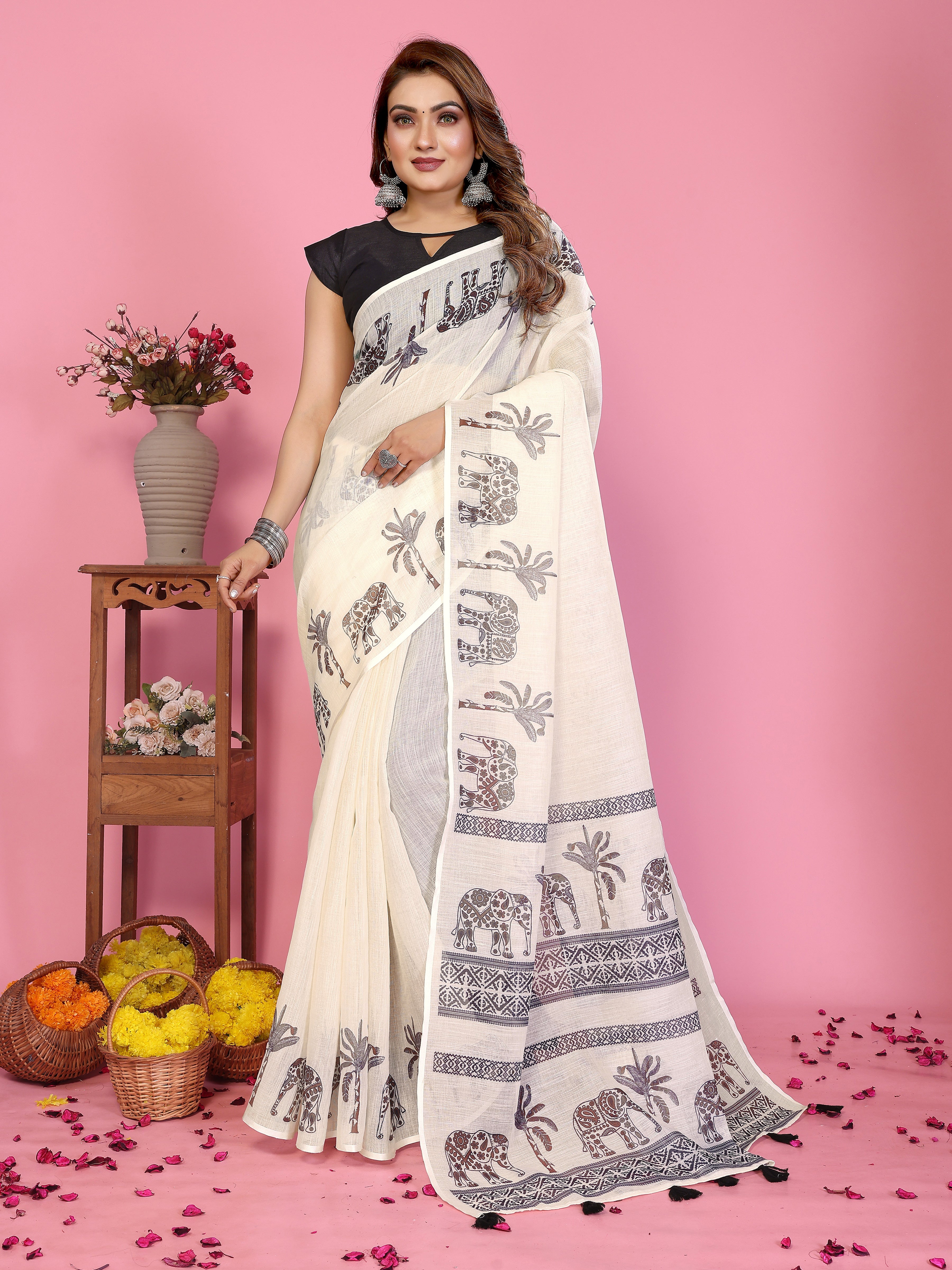 Premium Soft Linen Cotton Daily Wear Saree
