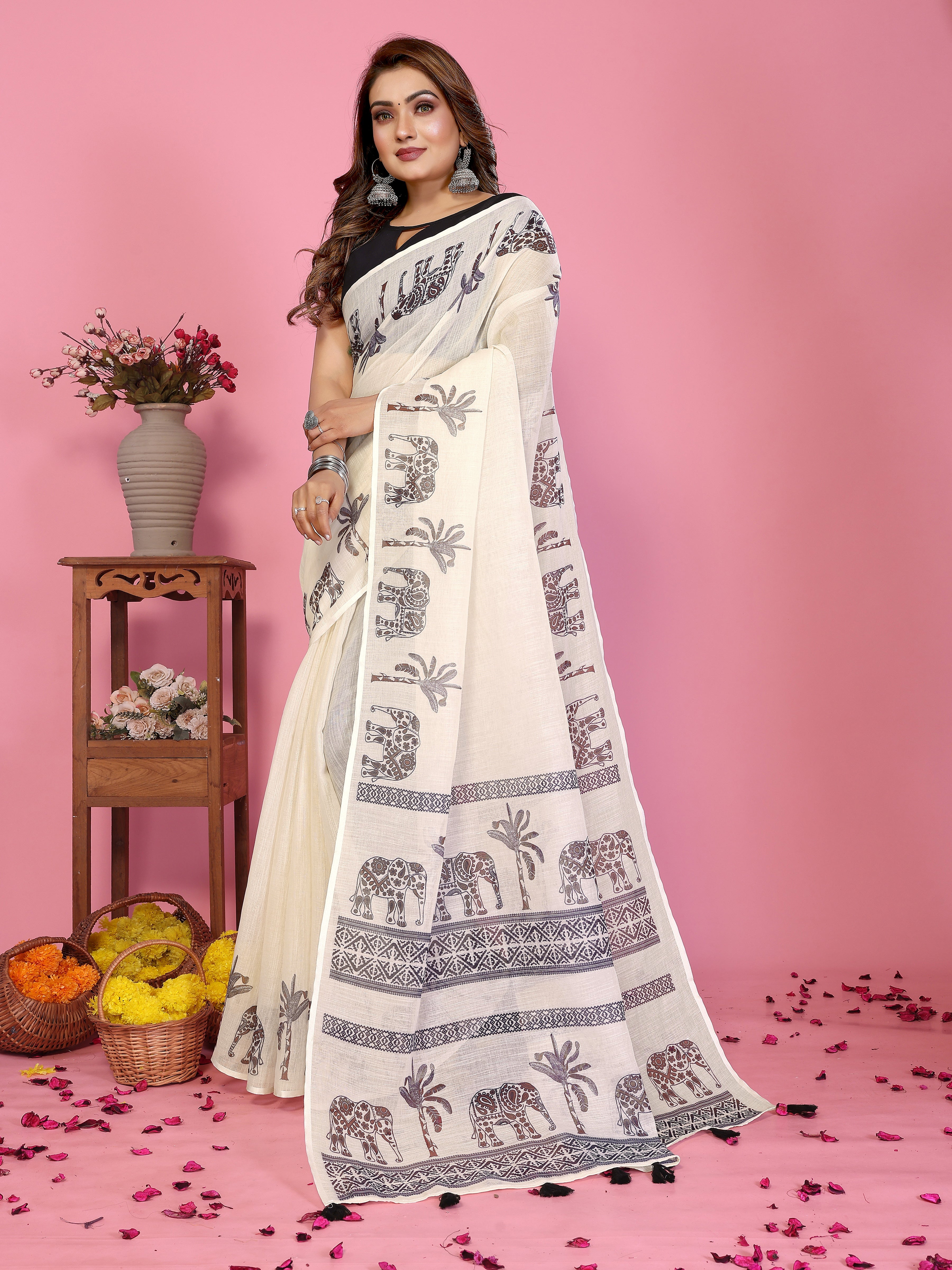 Premium Soft Linen Cotton Daily Wear Saree