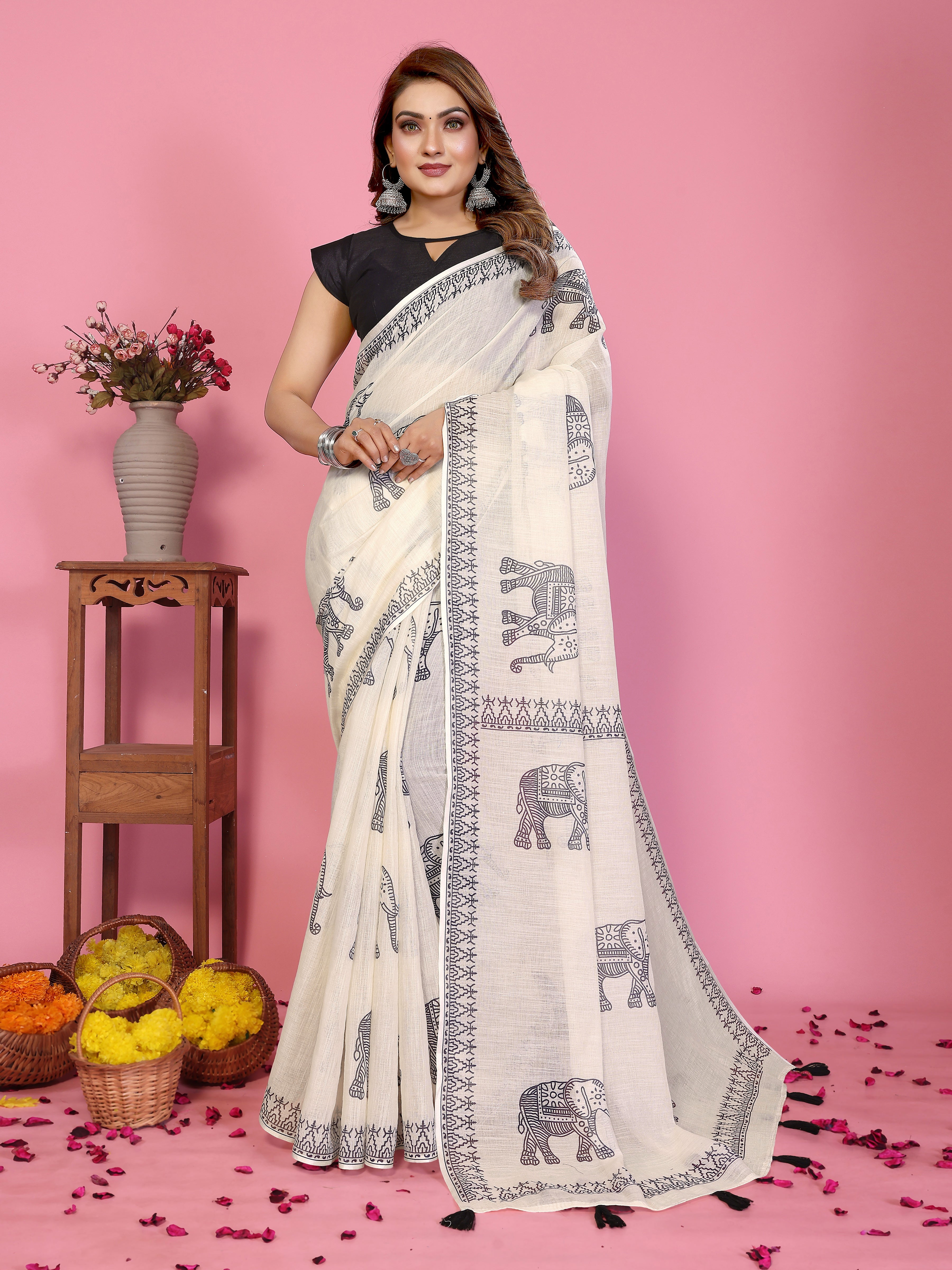 Classic Tassel Pallu Linen Saree