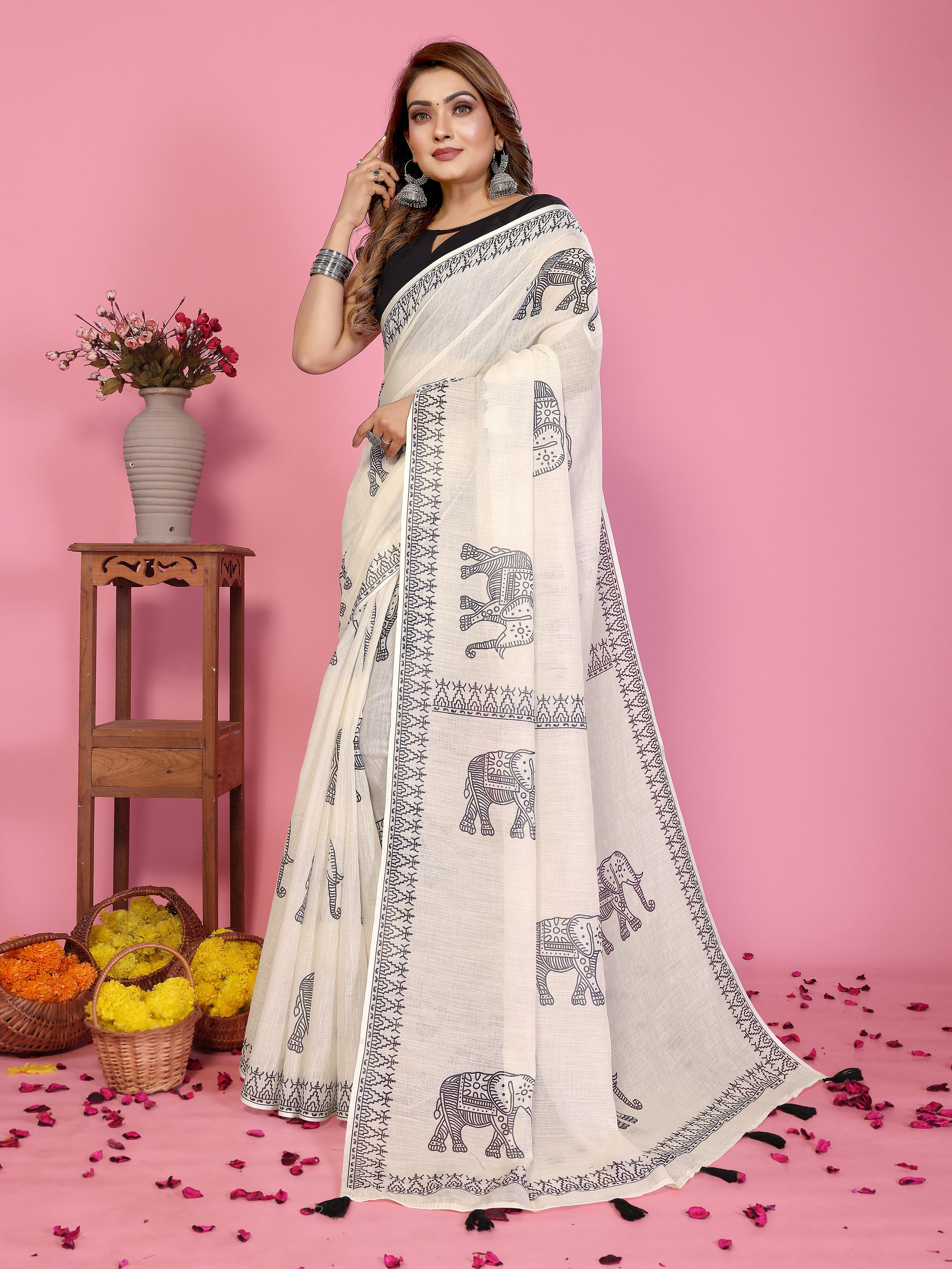 Classic Tassel Pallu Linen Saree
