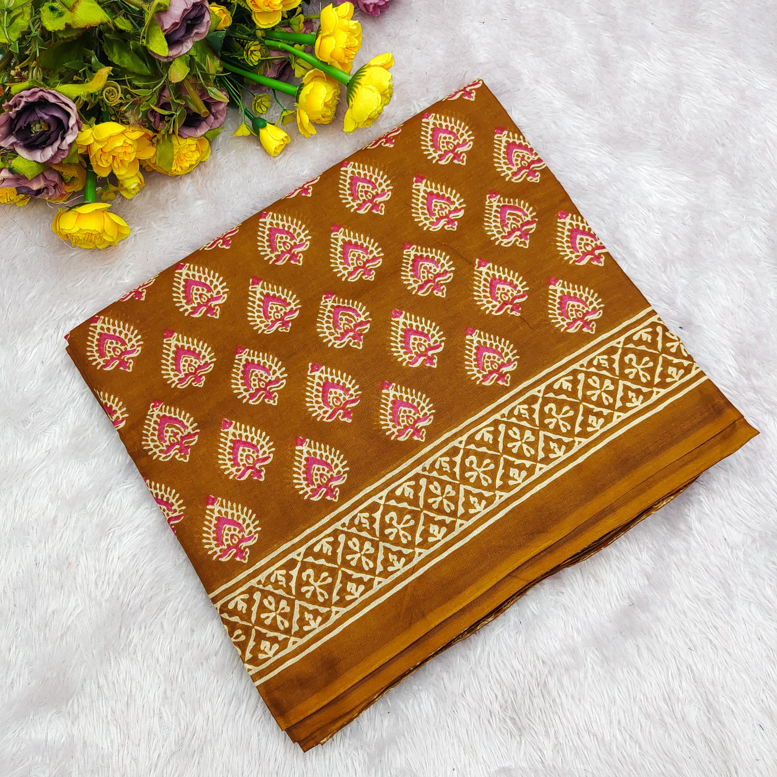 Dabu Block Print Mulmul Cotton Saree