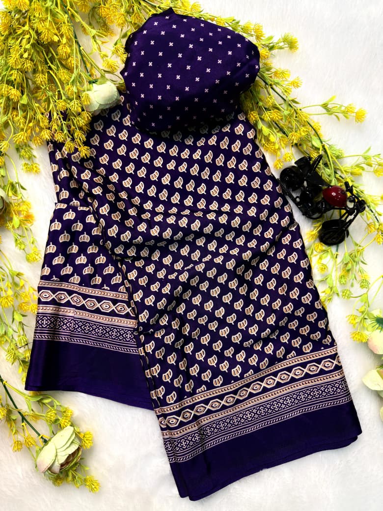 Pure Gajji Crepe Silk Ajrakh Saree