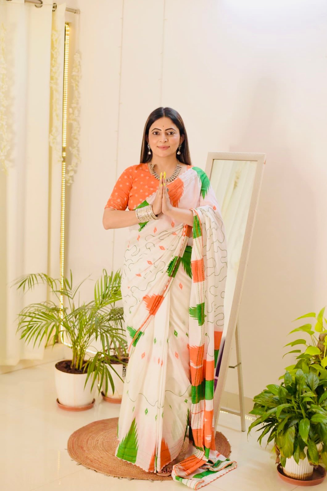 Mulmul Cotton Colour Block Print Saree