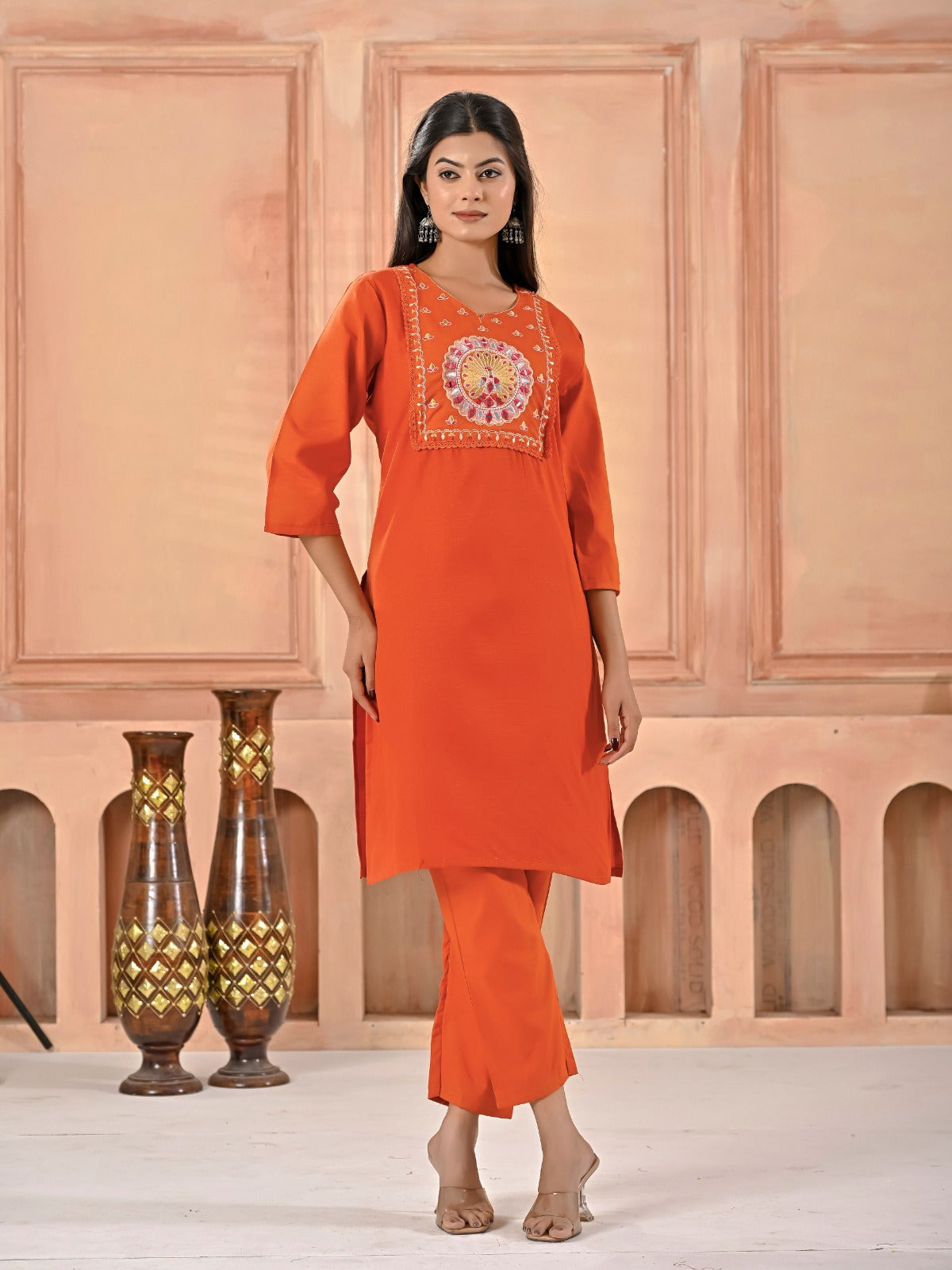 Cotton Blend Kurti Pant Set