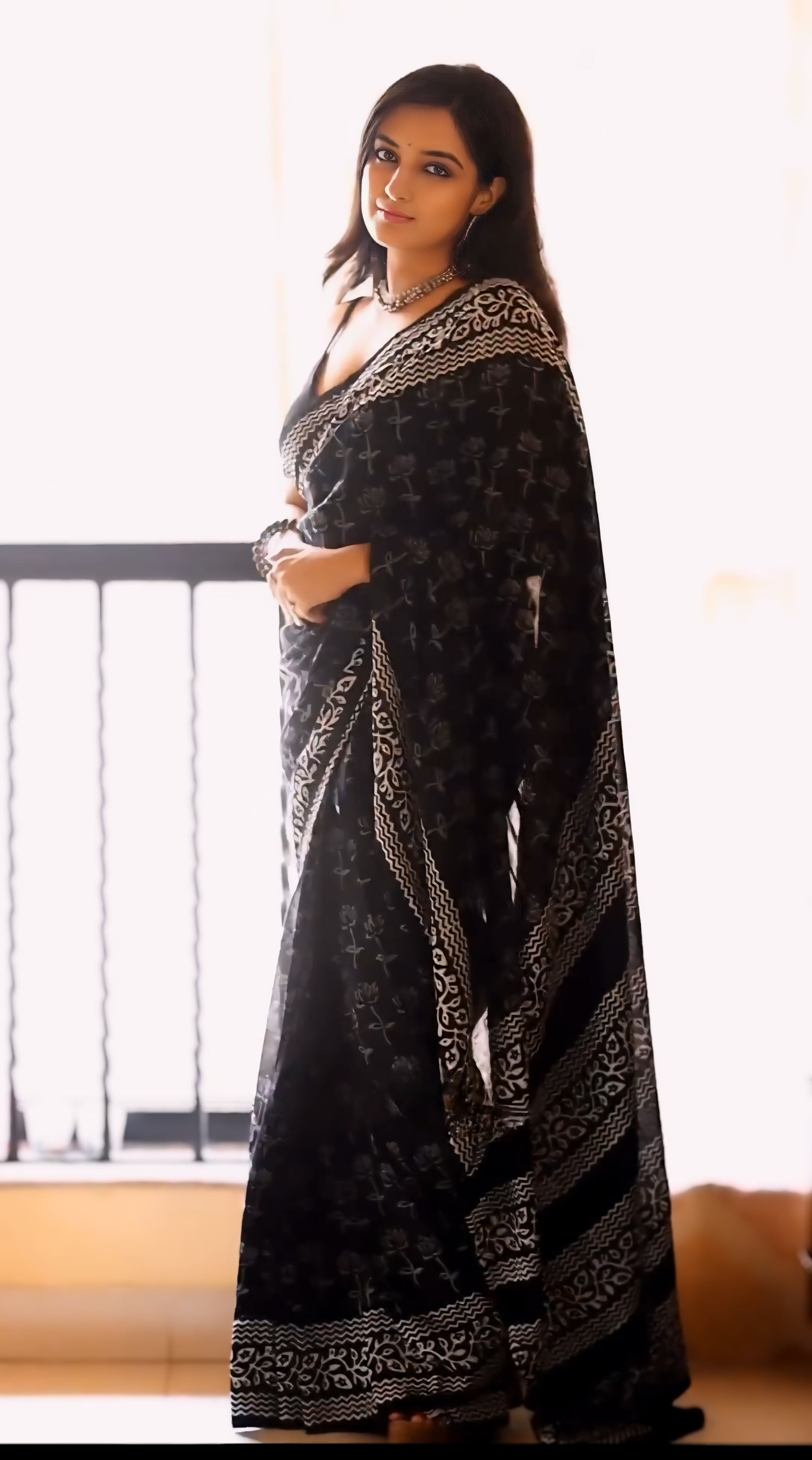 Stylish Black Ready To Wear Cotton Saree with Weaving Design