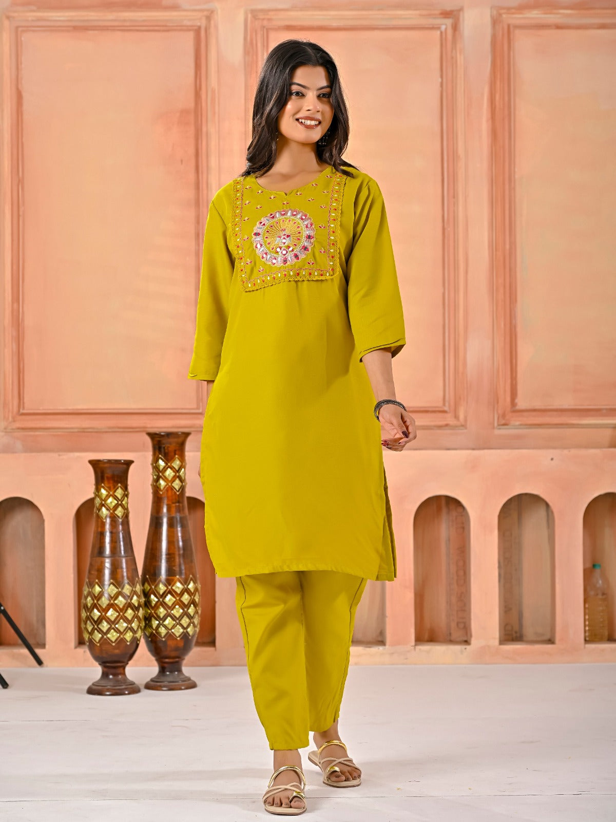 Cotton Blend Kurti Pant Set