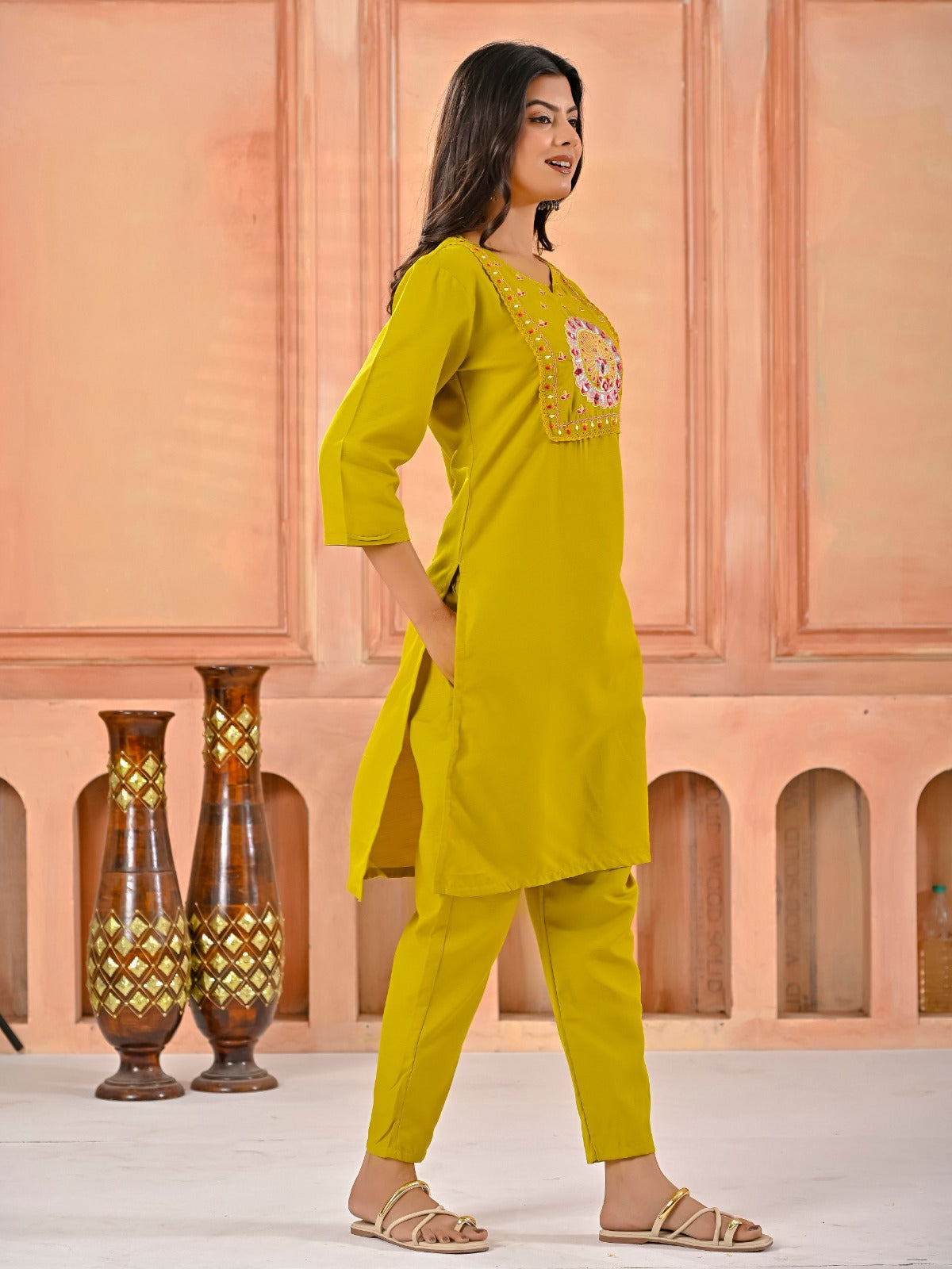 Cotton Blend Kurti Pant Set