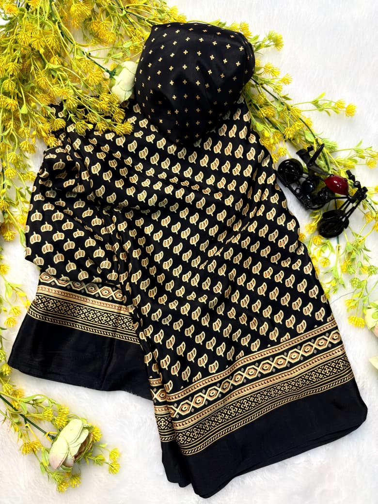 Pure Gajji Crepe Silk Ajrakh Saree