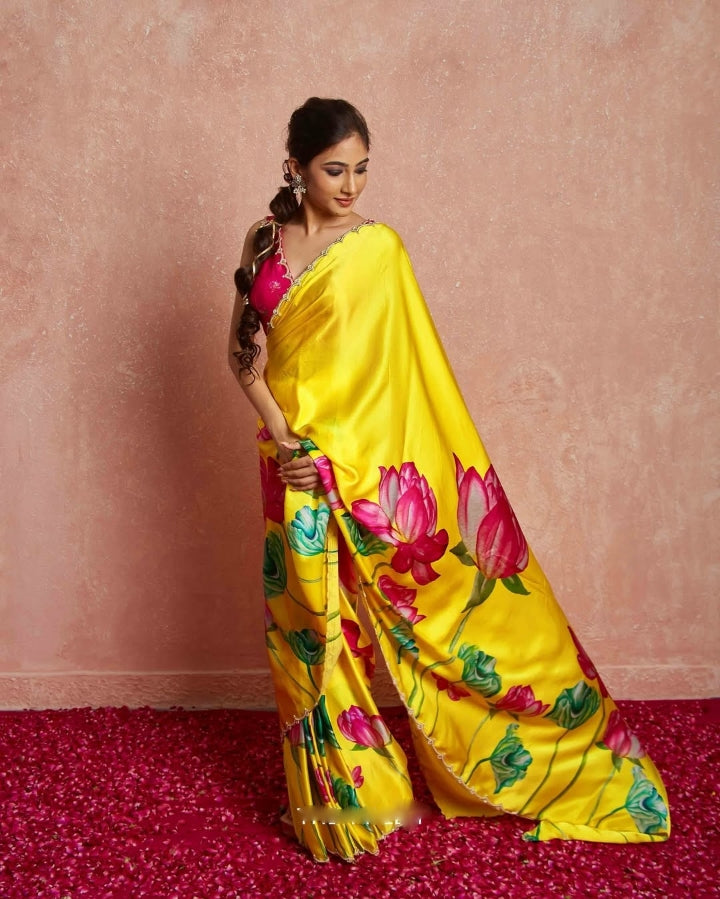 Multicolor Organza Silk Ready-to-Wear Saree with Handwork