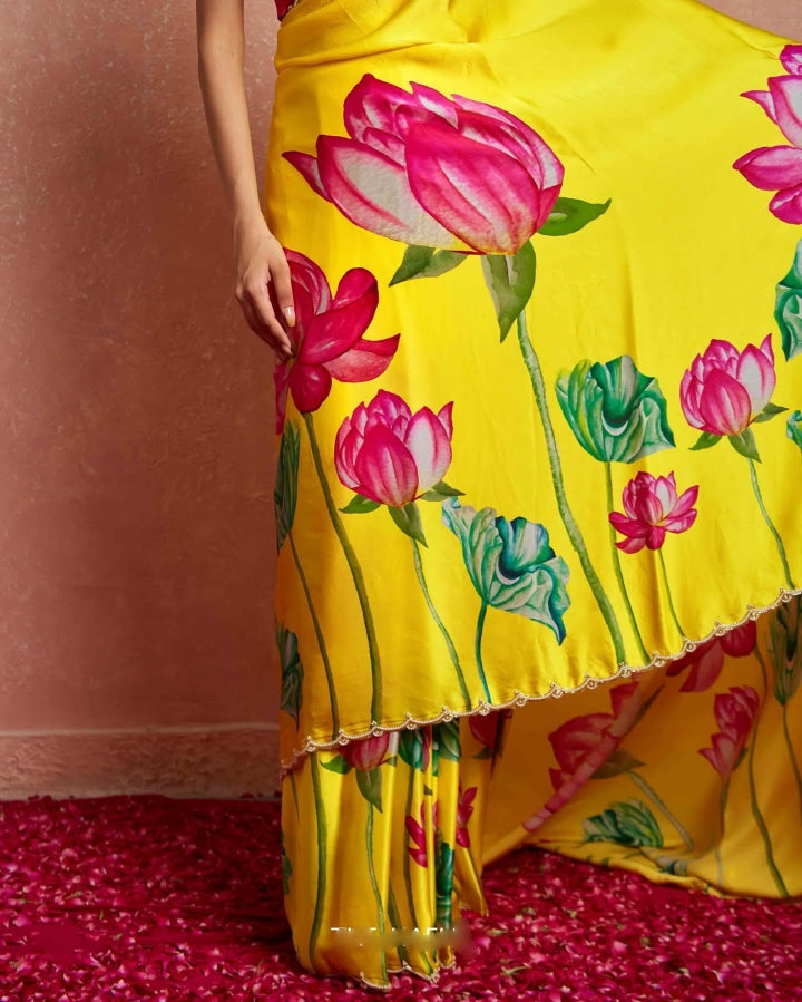 Multicolor Organza Silk Ready-to-Wear Saree with Handwork