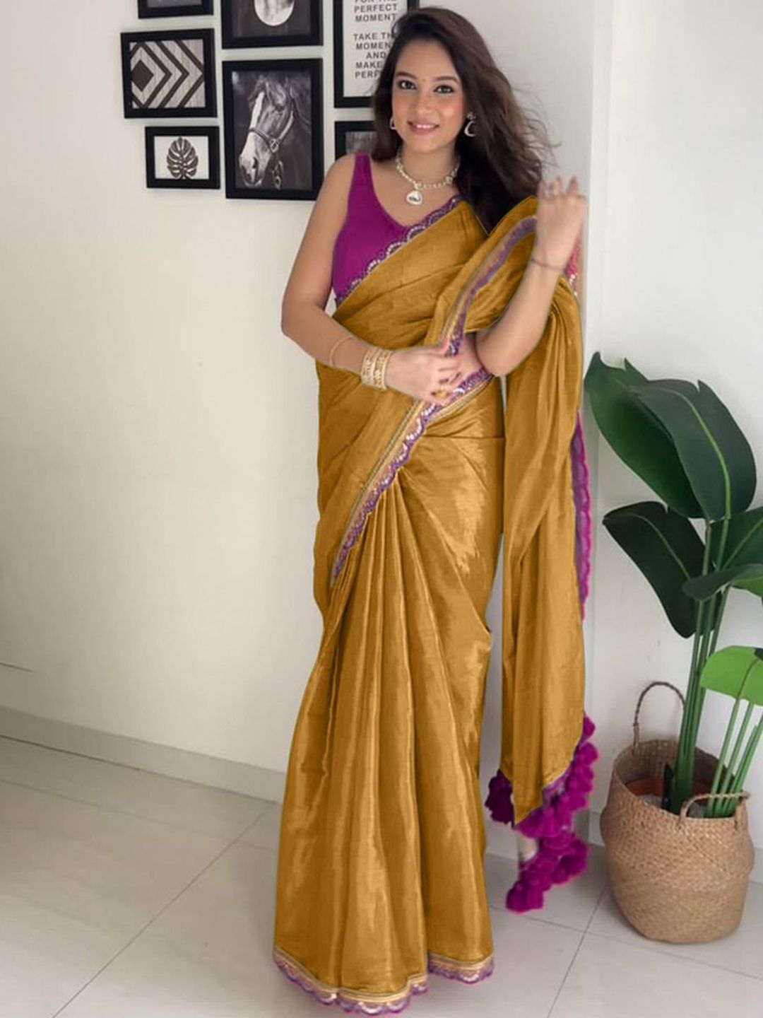 Designer Multi Colour Uppada Tissue Silk Saree with Blouse Piece