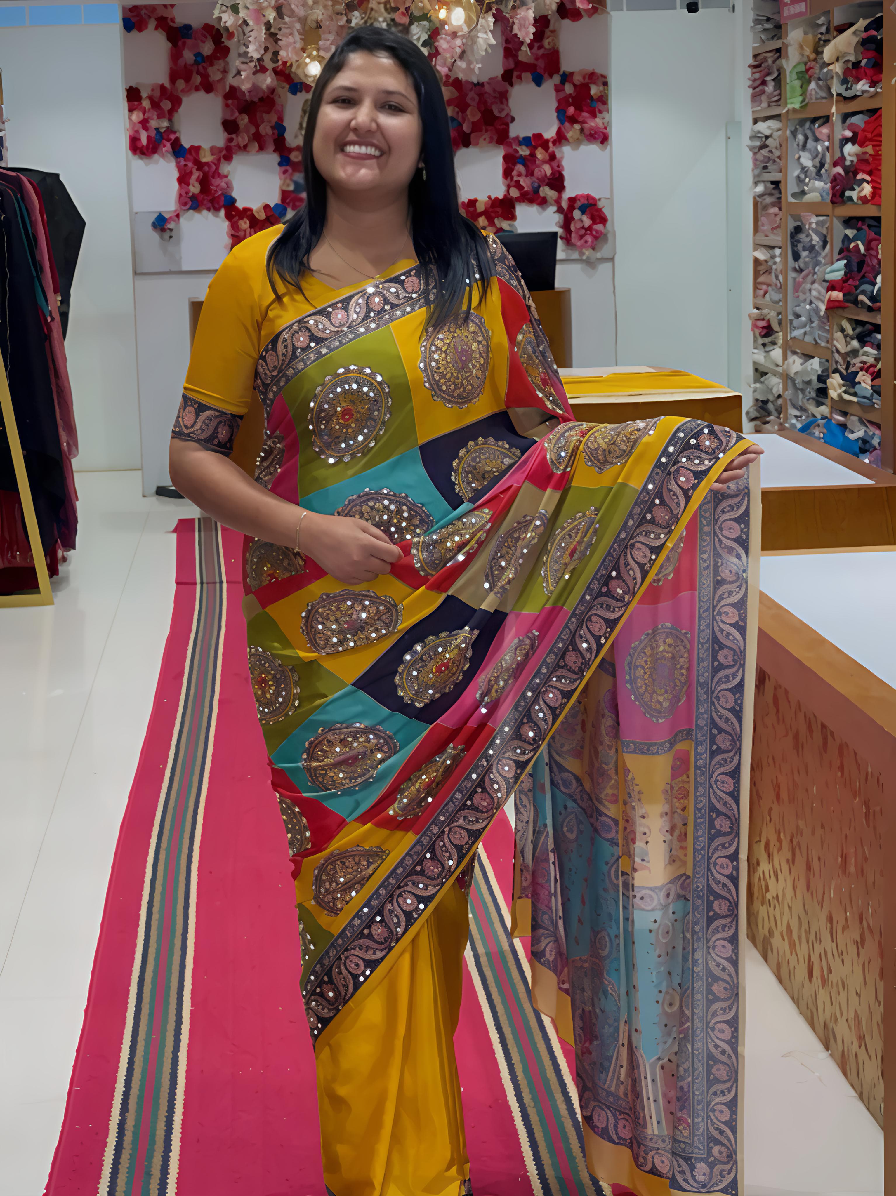 New Arrival Marshmellow Georgette Saree