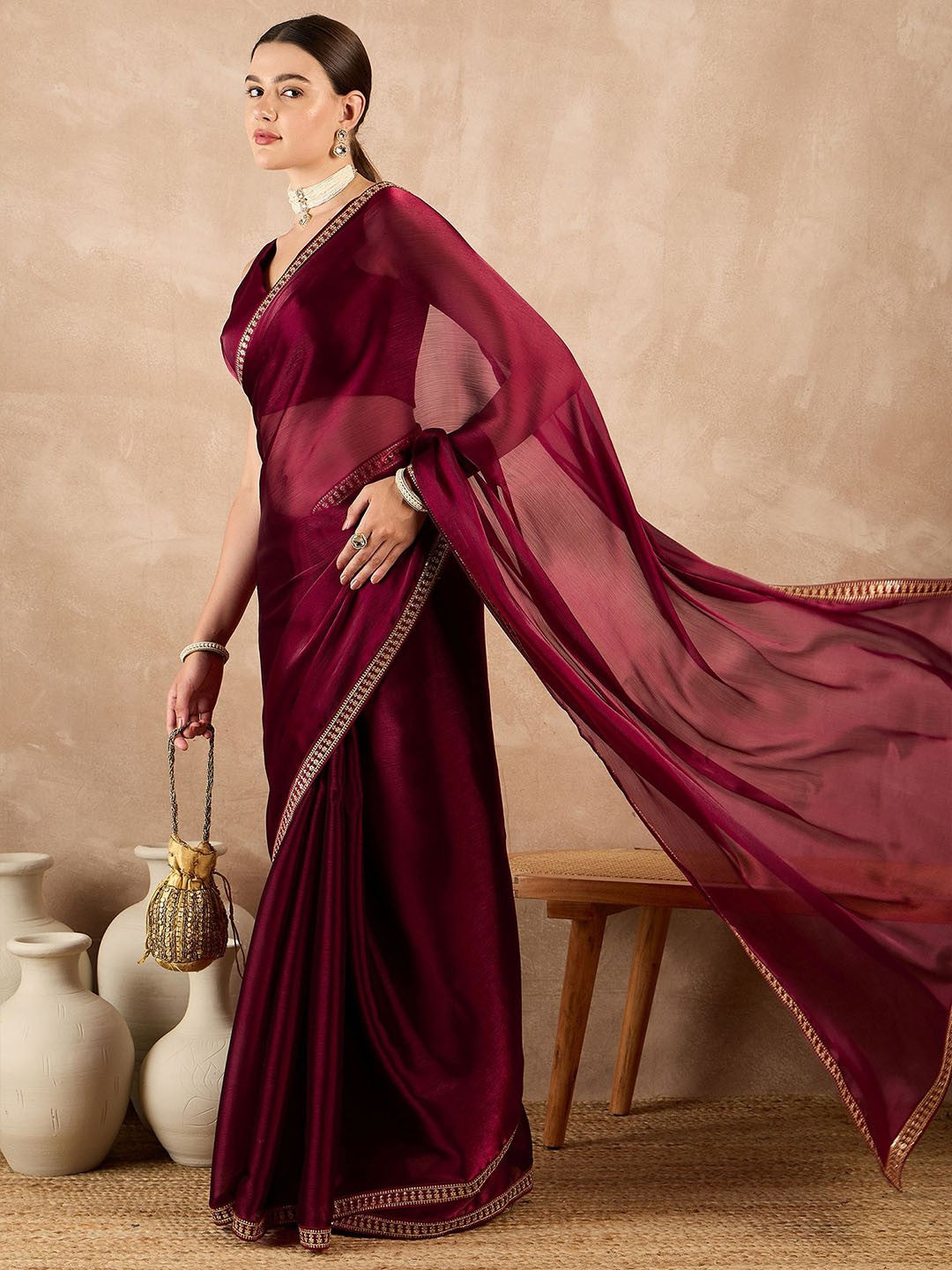 Heavy Rangoli Saree with Embroidery Sequins & Fancy Lace Border