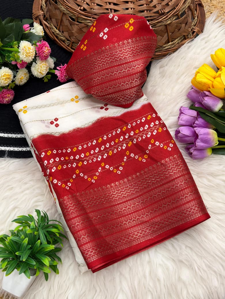 Elegant Dola Silk Saree with Jacquard Border & Zari Weaving