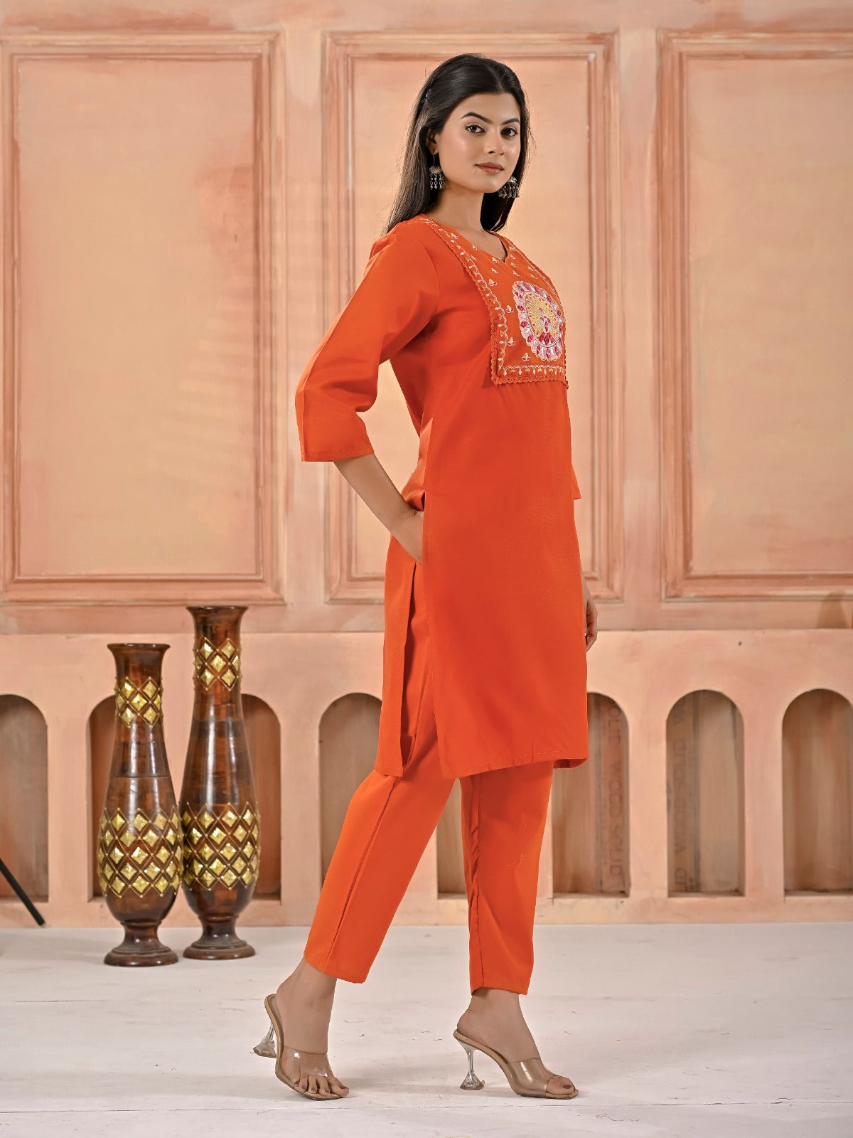 Cotton Blend Kurti Pant Set