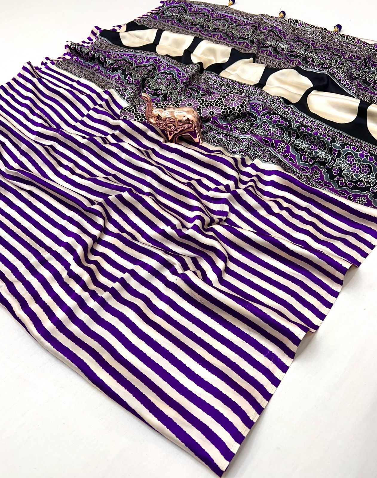 PRESENTING A NEW FANCY CREPE SATIN SILK SAREE