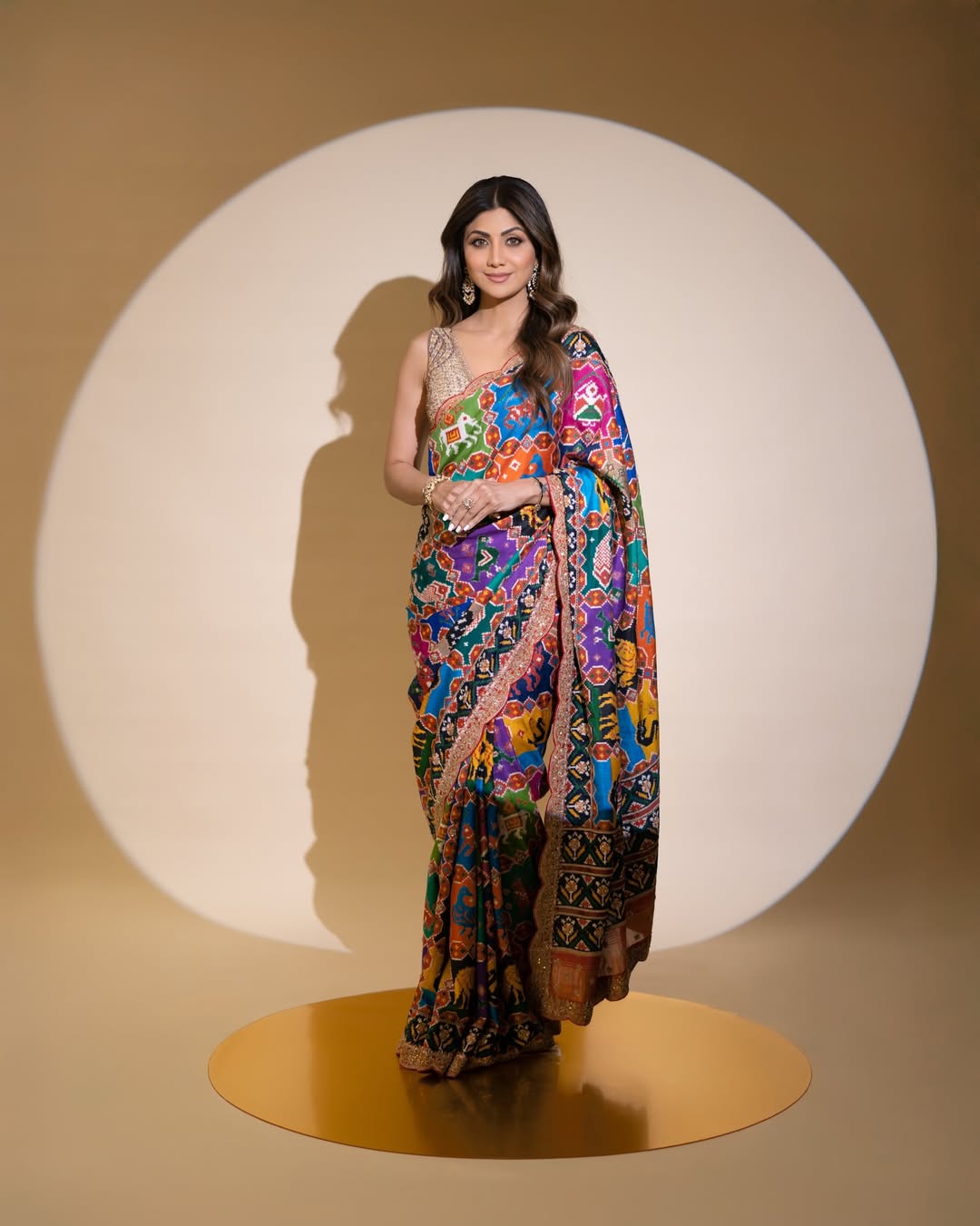 Bollywood Inspired Shilpa Shetty Kundra Swarovski Sequins Patola Saree