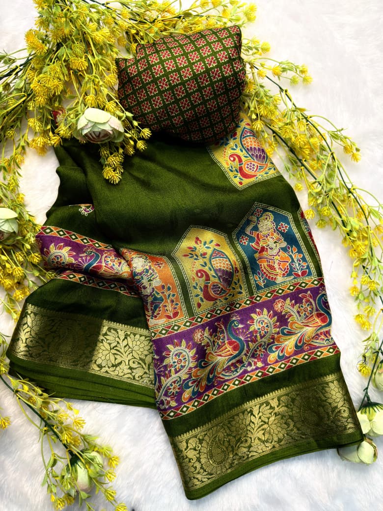New Ajrakh Marshmellow Georgette Saree Collection