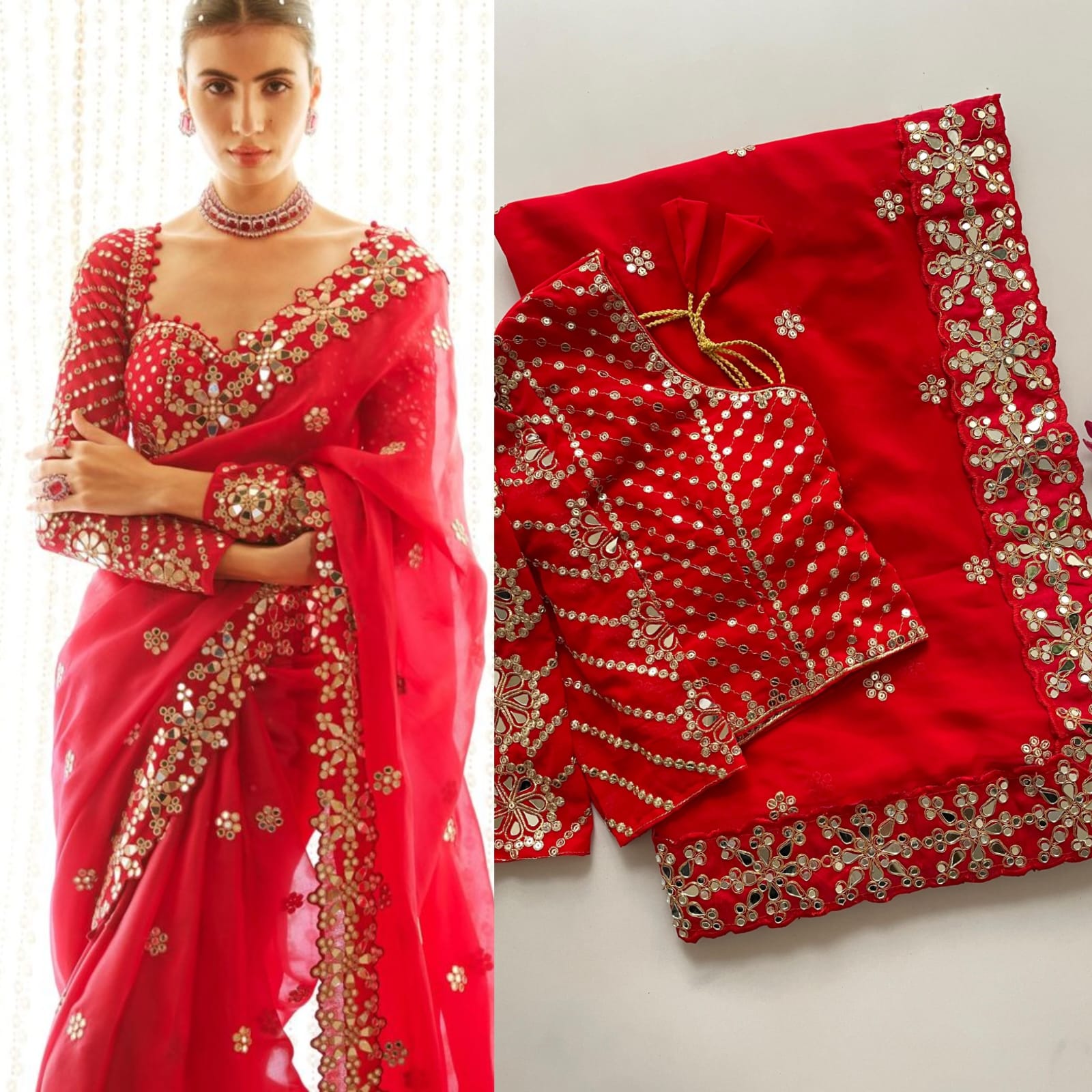 Bollywood Blockbuster Original Mirror Work Saree – New Launch