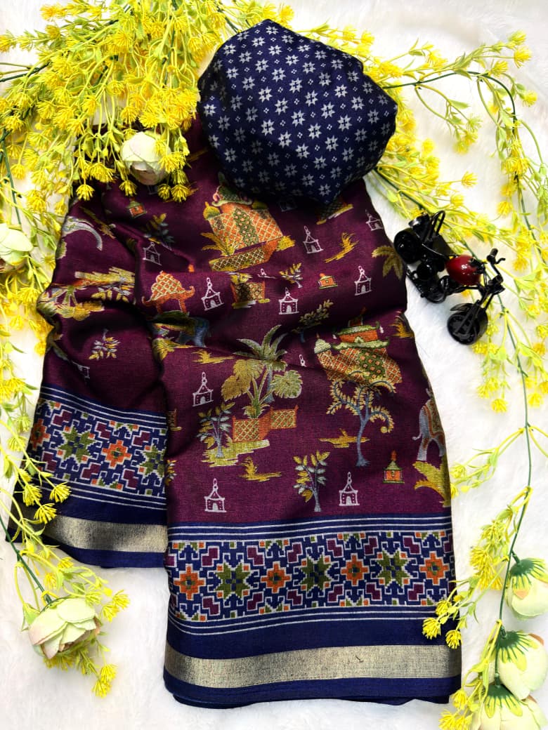 New Ajrakh Collection Kashmiri Cotton Silk Saree