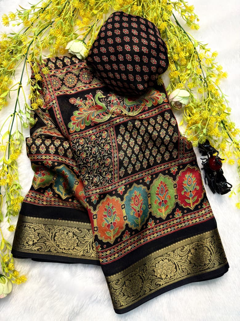 New Ajrakh Marshmellow Georgette Saree Collection