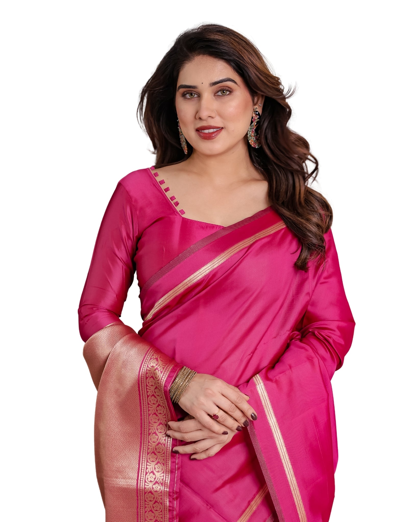 Rani Pink Regal Weave Saree