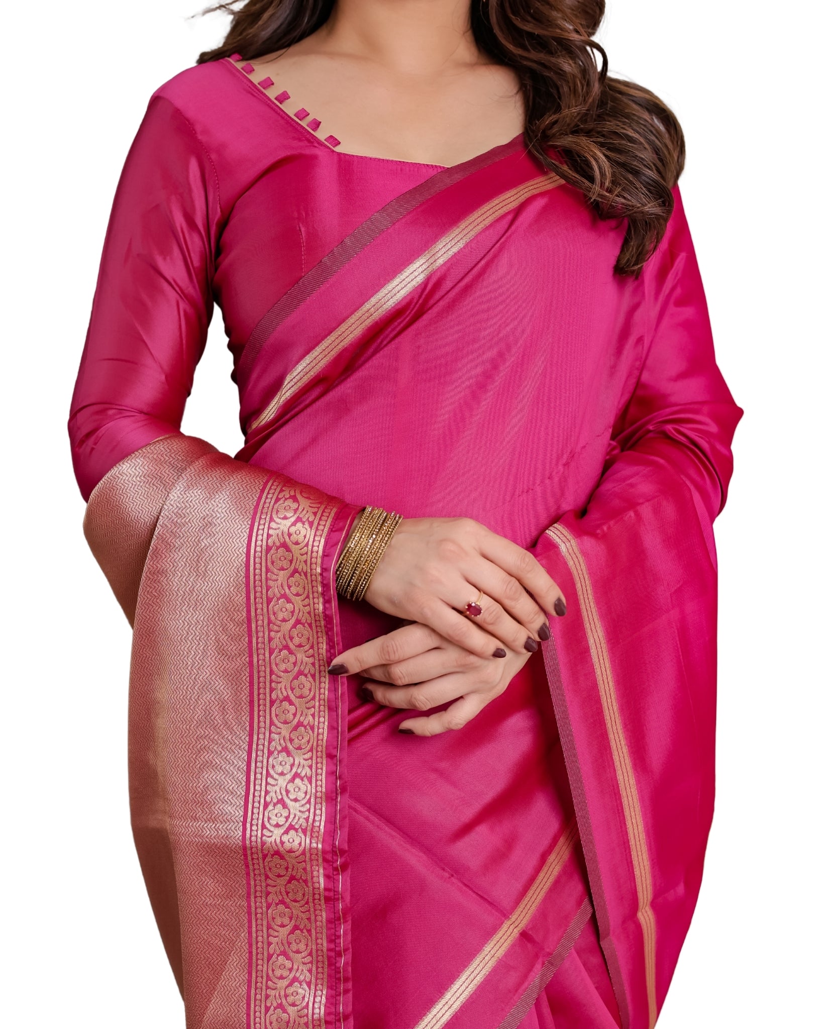 Rani Pink Regal Weave Saree