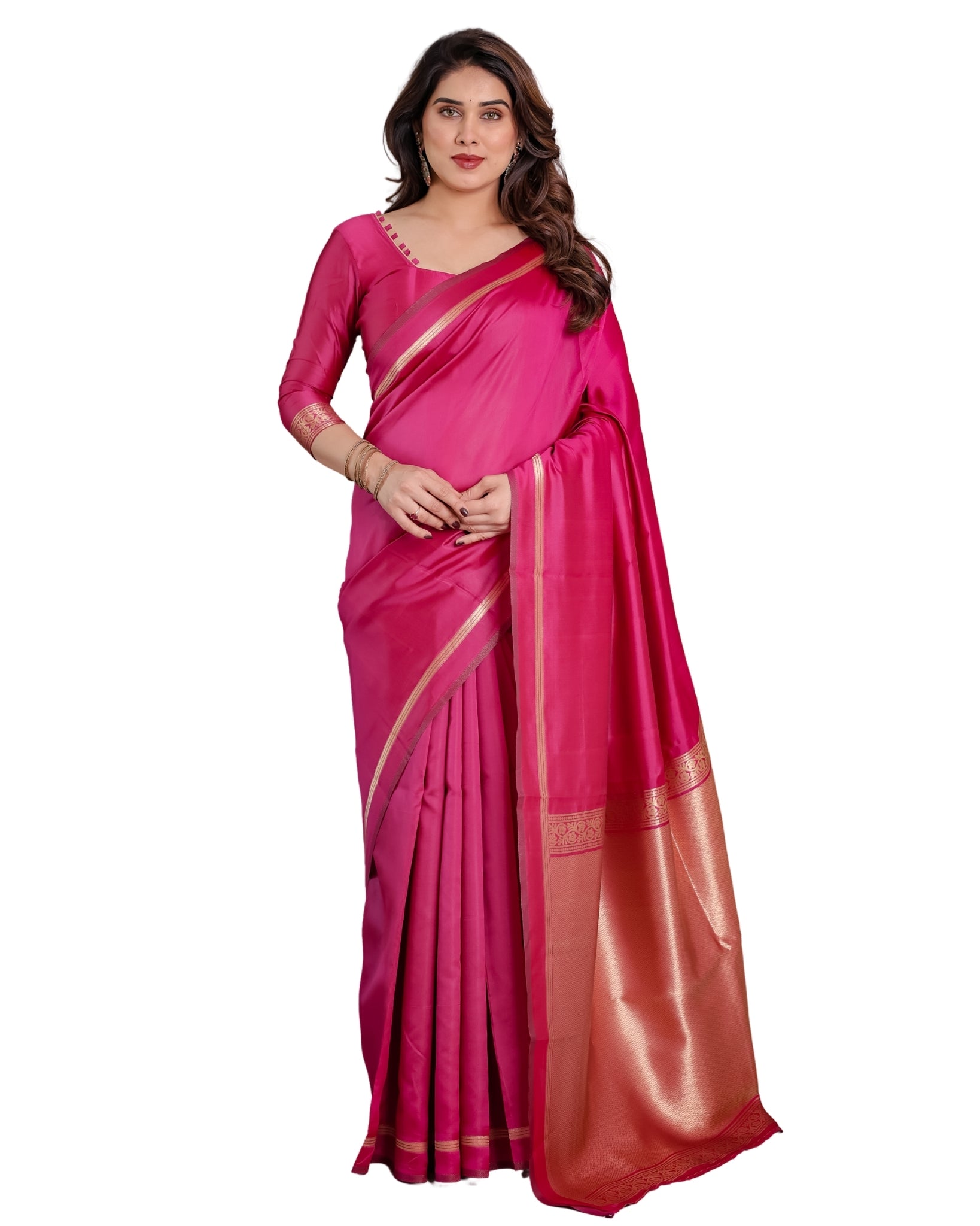 Rani Pink Regal Weave Saree