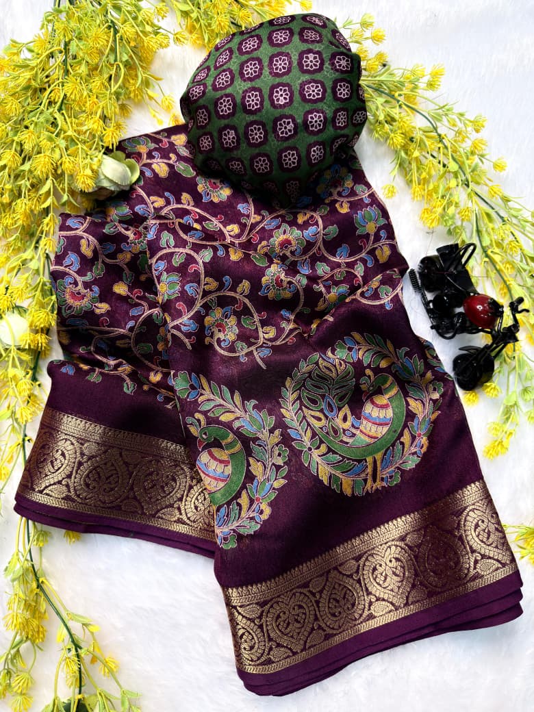 Ajrakh Jacquard Designer Saree