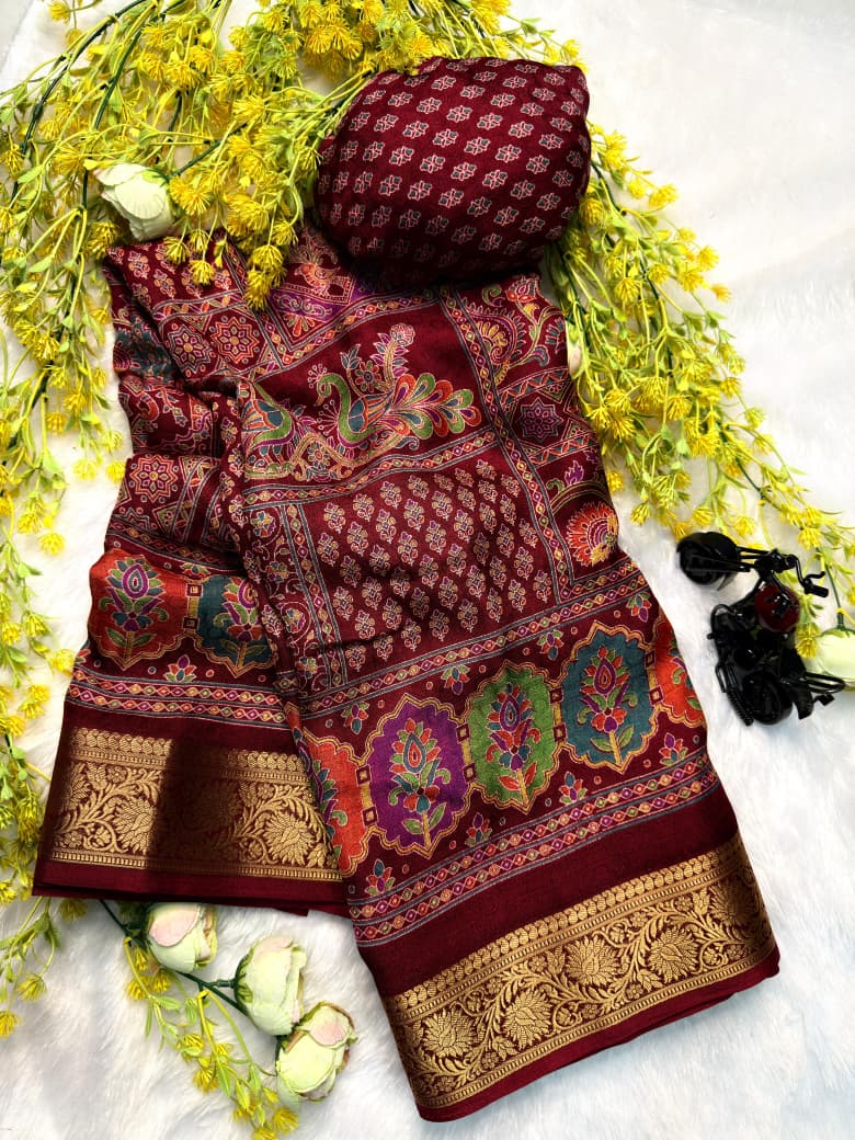 New Ajrakh Marshmellow Georgette Saree Collection
