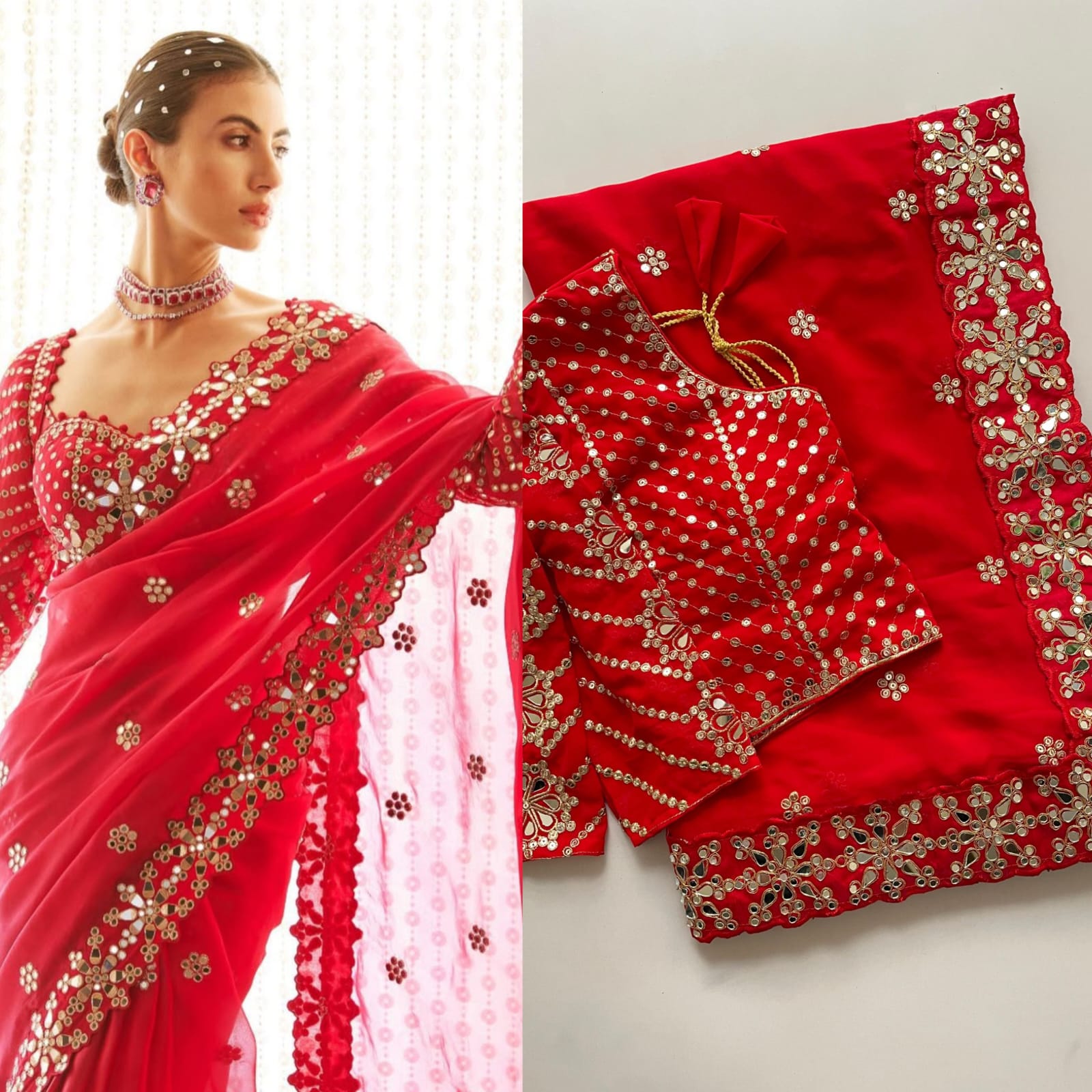Bollywood Blockbuster Original Mirror Work Saree – New Launch