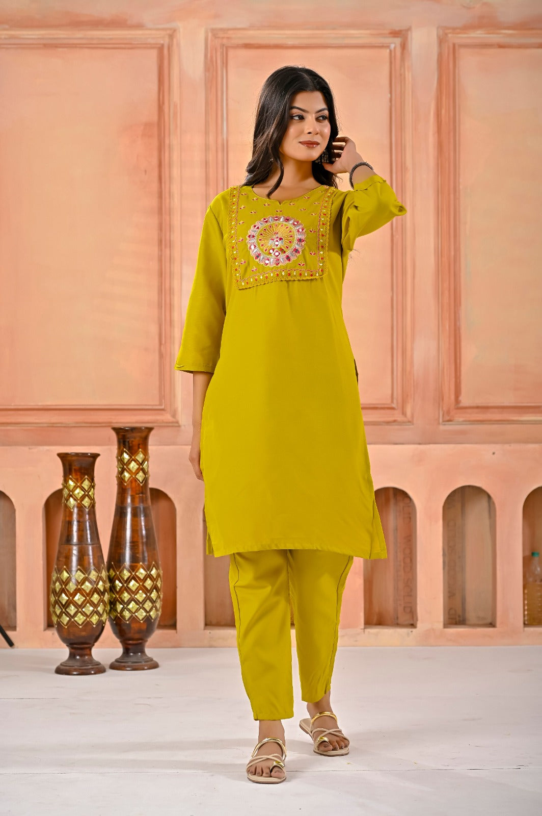 Cotton Blend Kurti Pant Set