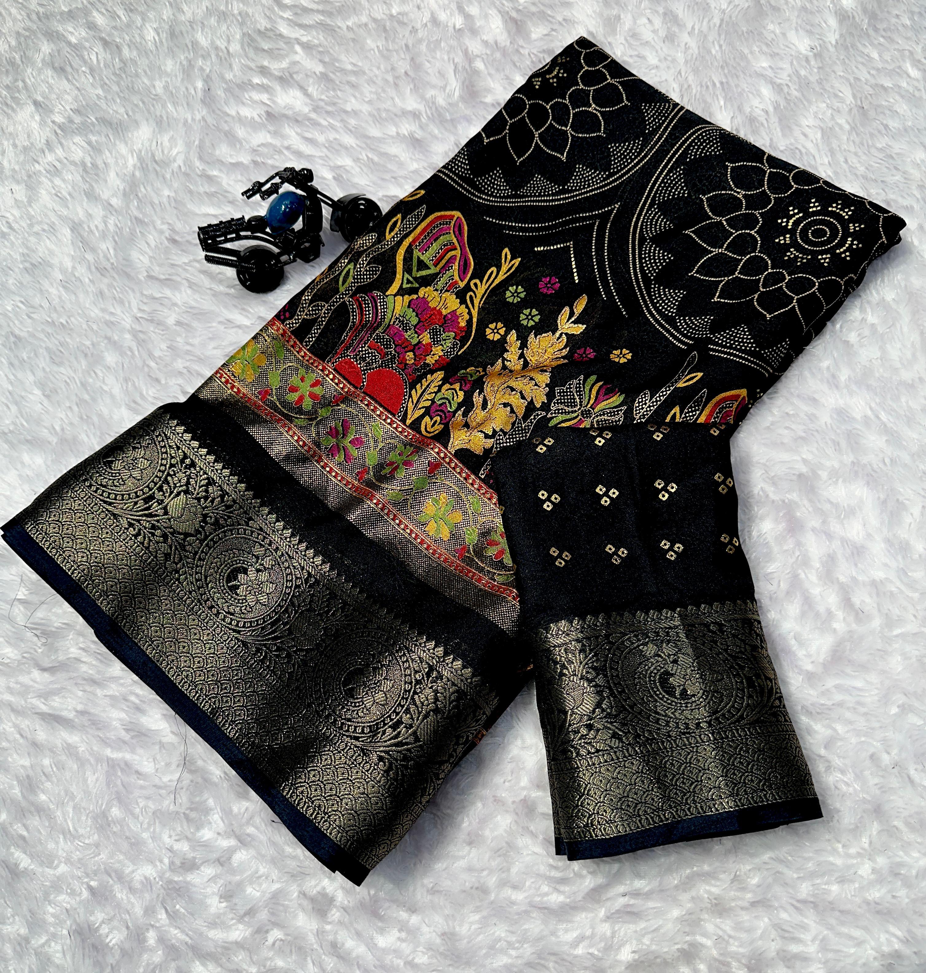 Heavy Marshmallow Blooming Foil Design Saree