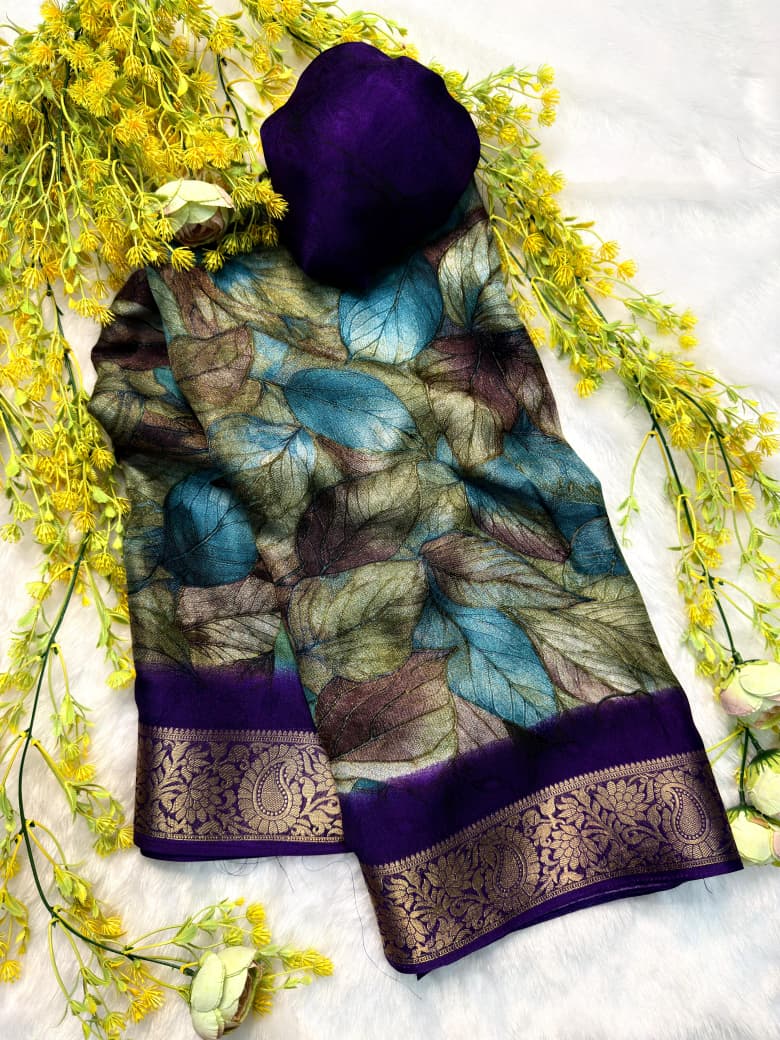 New Ajrakh Marshmellow Georgette Saree