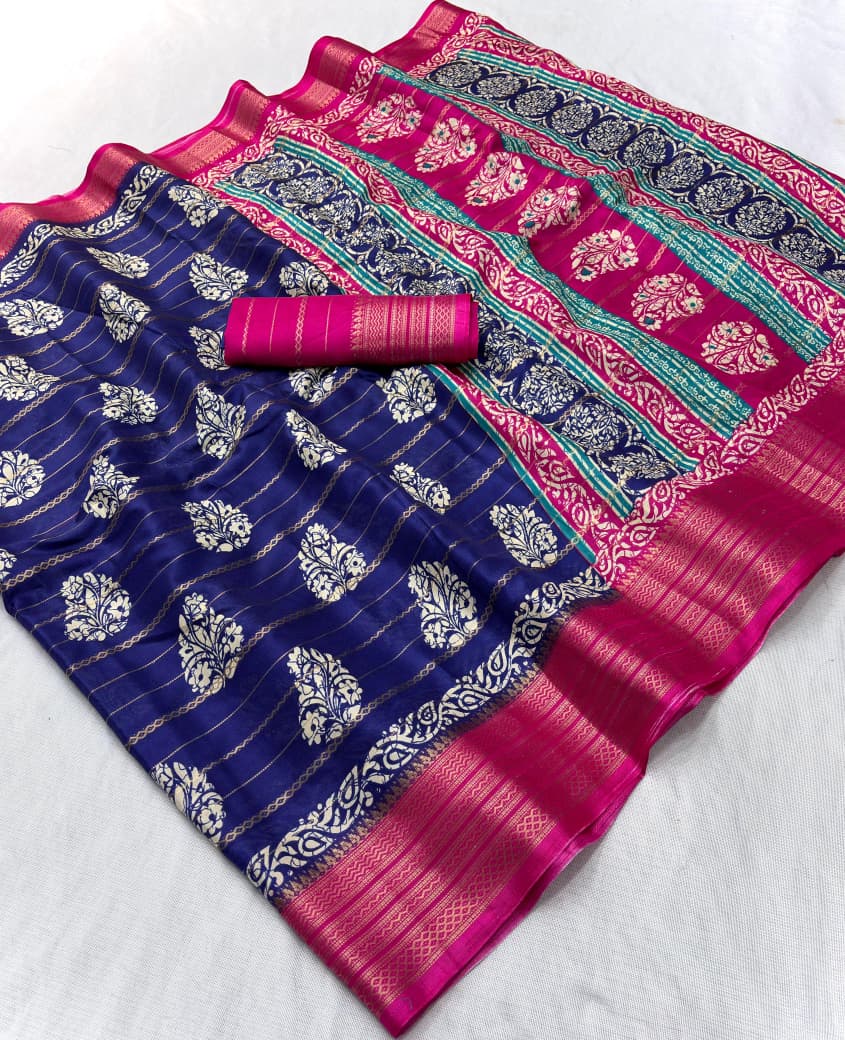 Elegant Dola Silk Saree with Jacquard Border & Jari Weaving