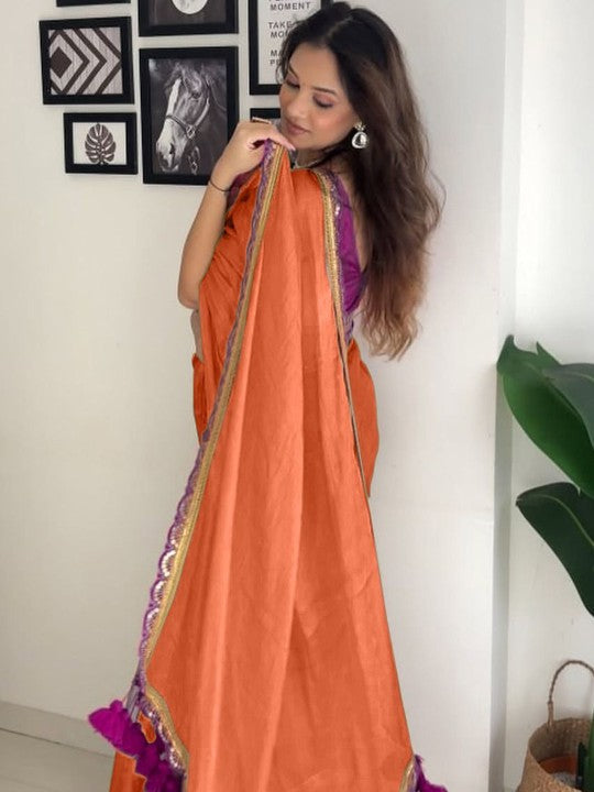 Designer Multi Colour Uppada Tissue Silk Saree with Blouse Piece