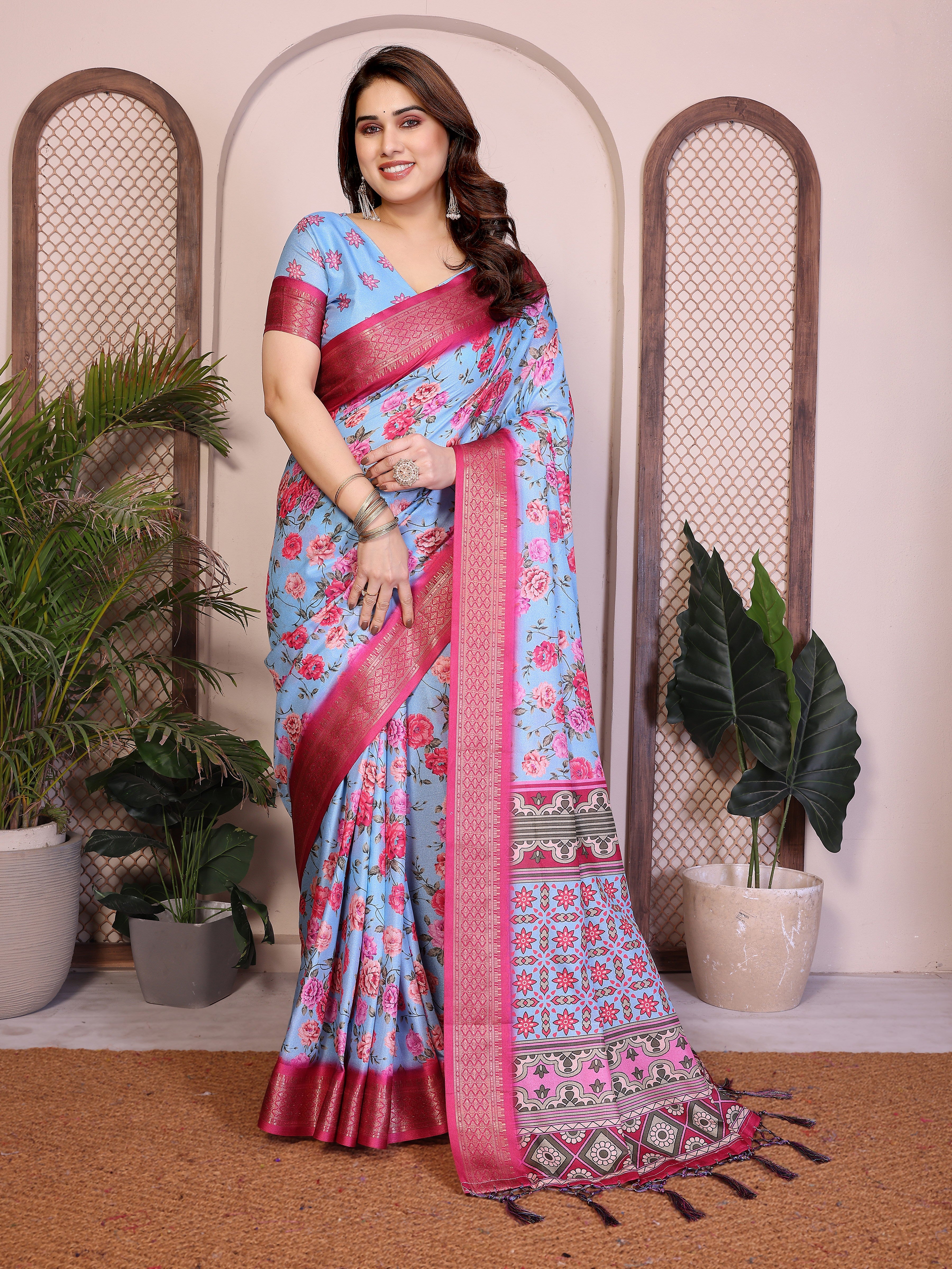 Heavy Rich Cotton Silk Digital Print Saree