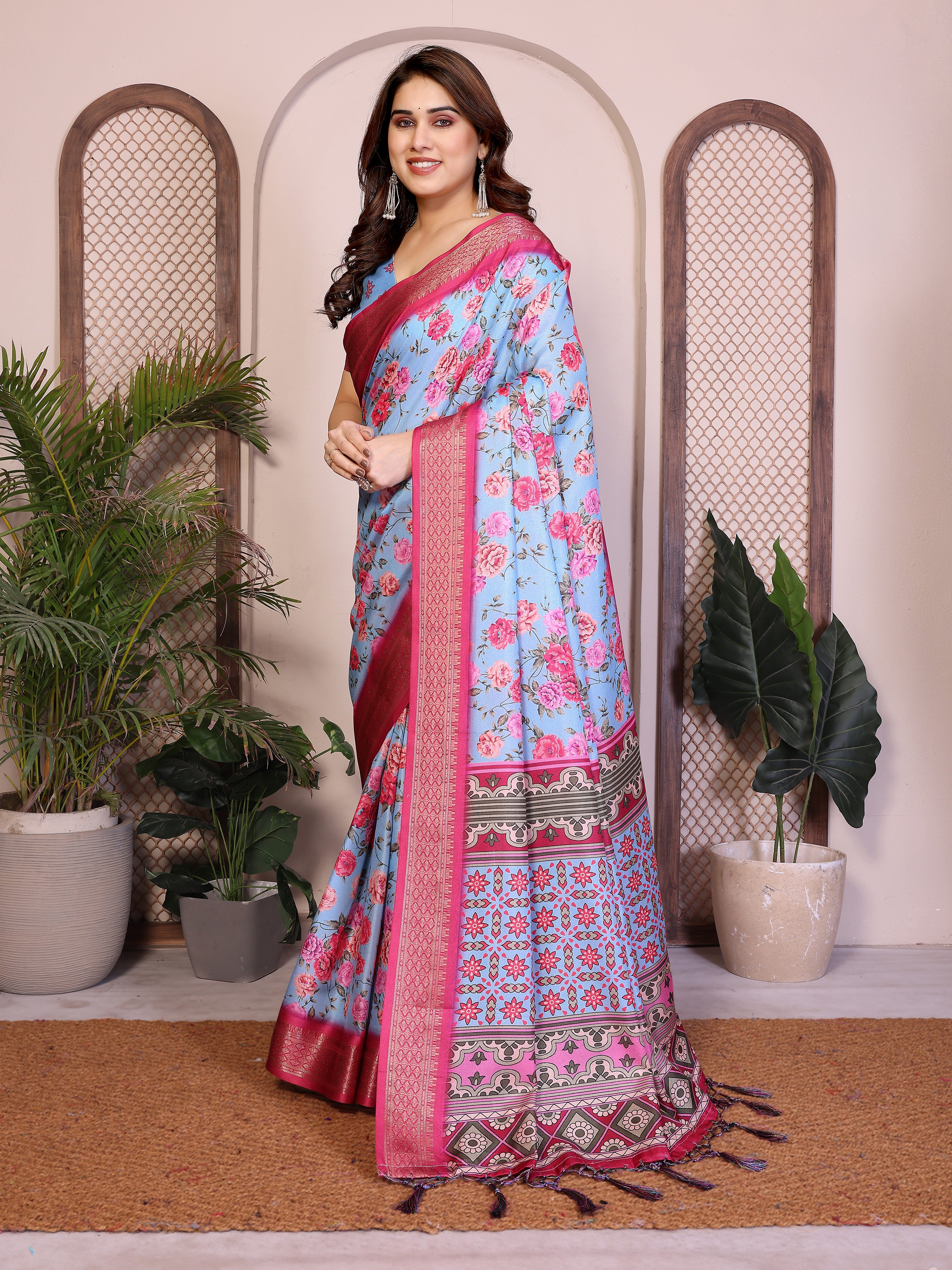 Heavy Rich Cotton Silk Digital Print Saree