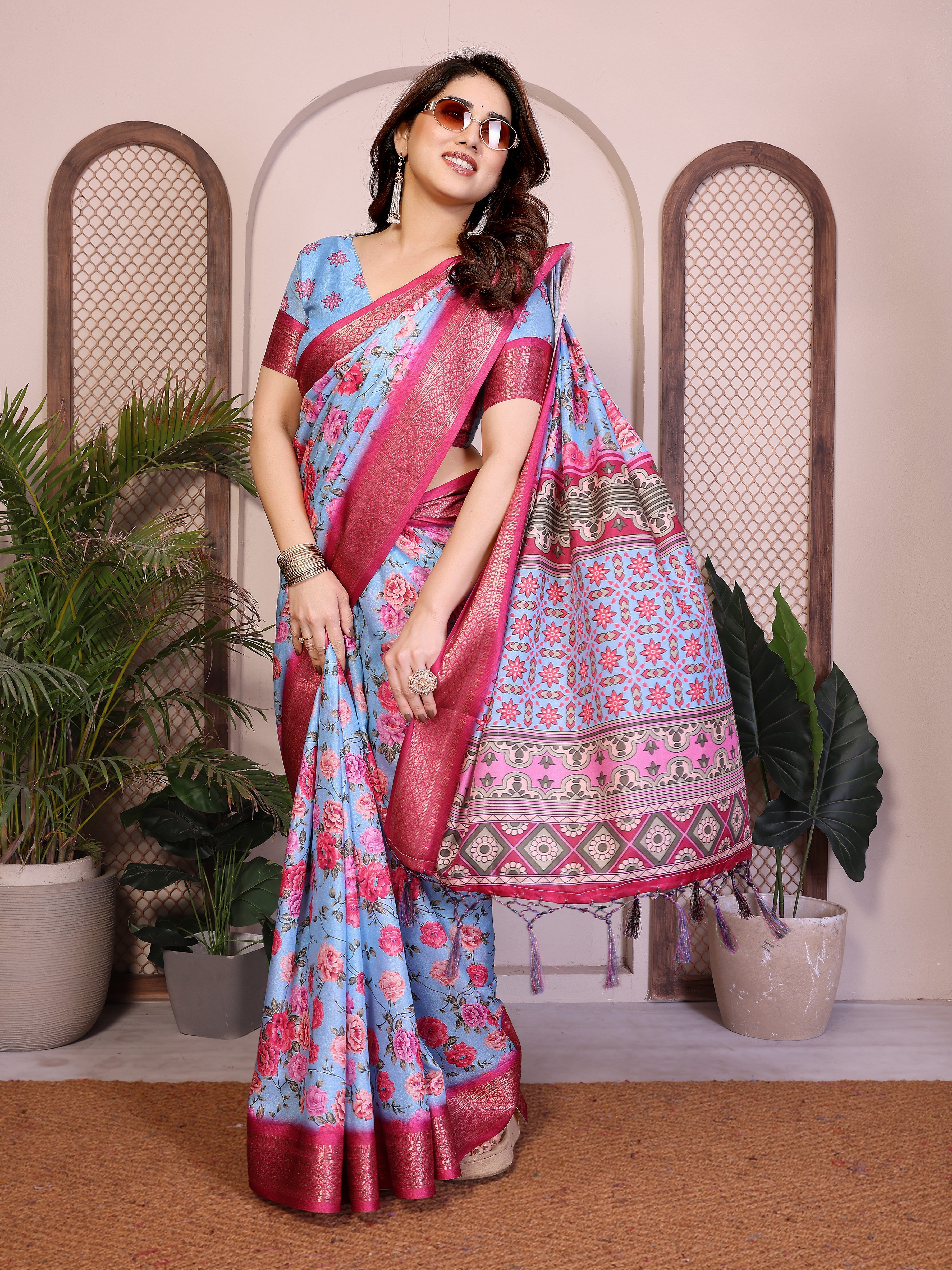 Heavy Rich Cotton Silk Digital Print Saree