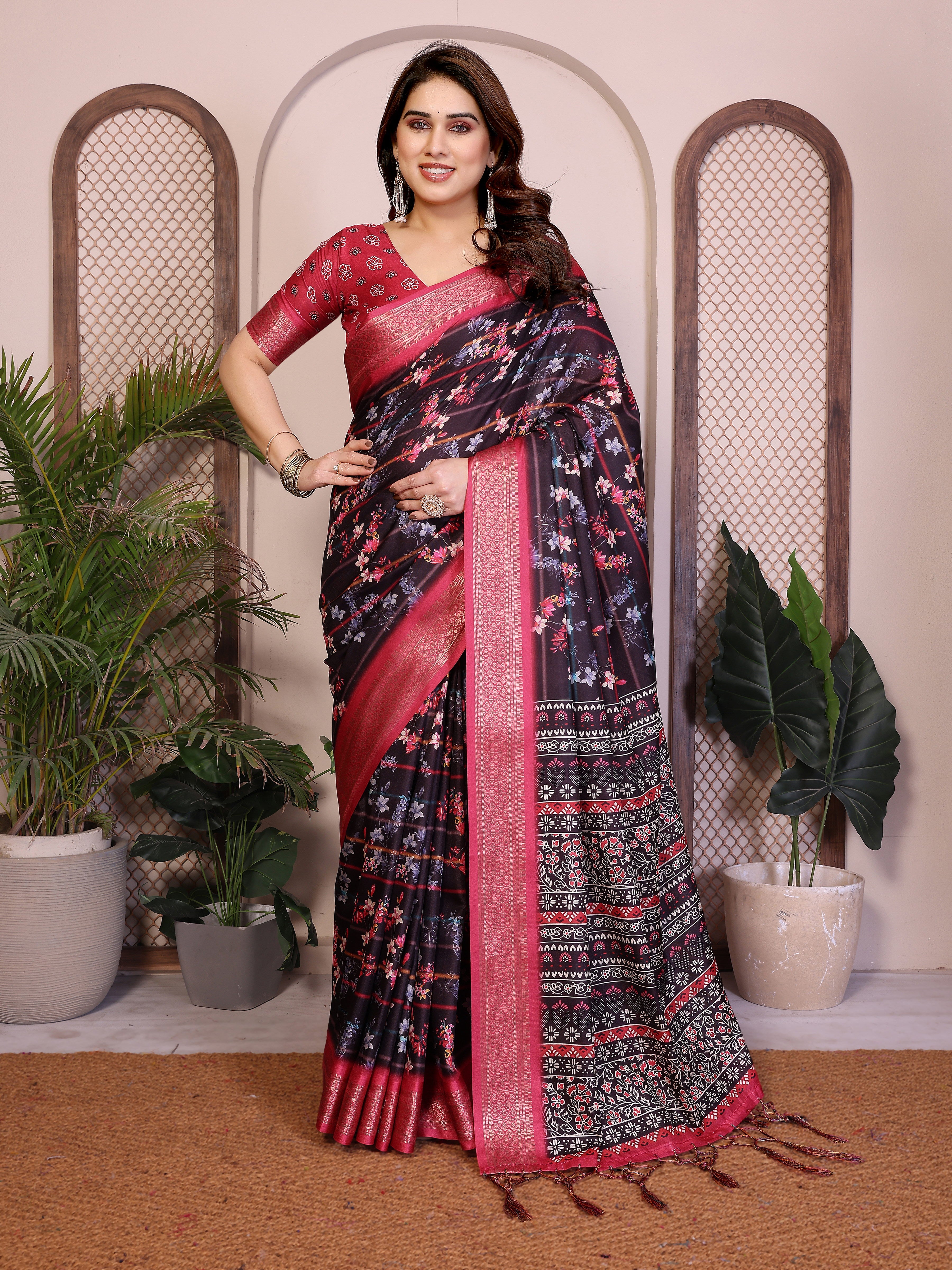 Heavy Rich Cotton Silk Digital Print Saree