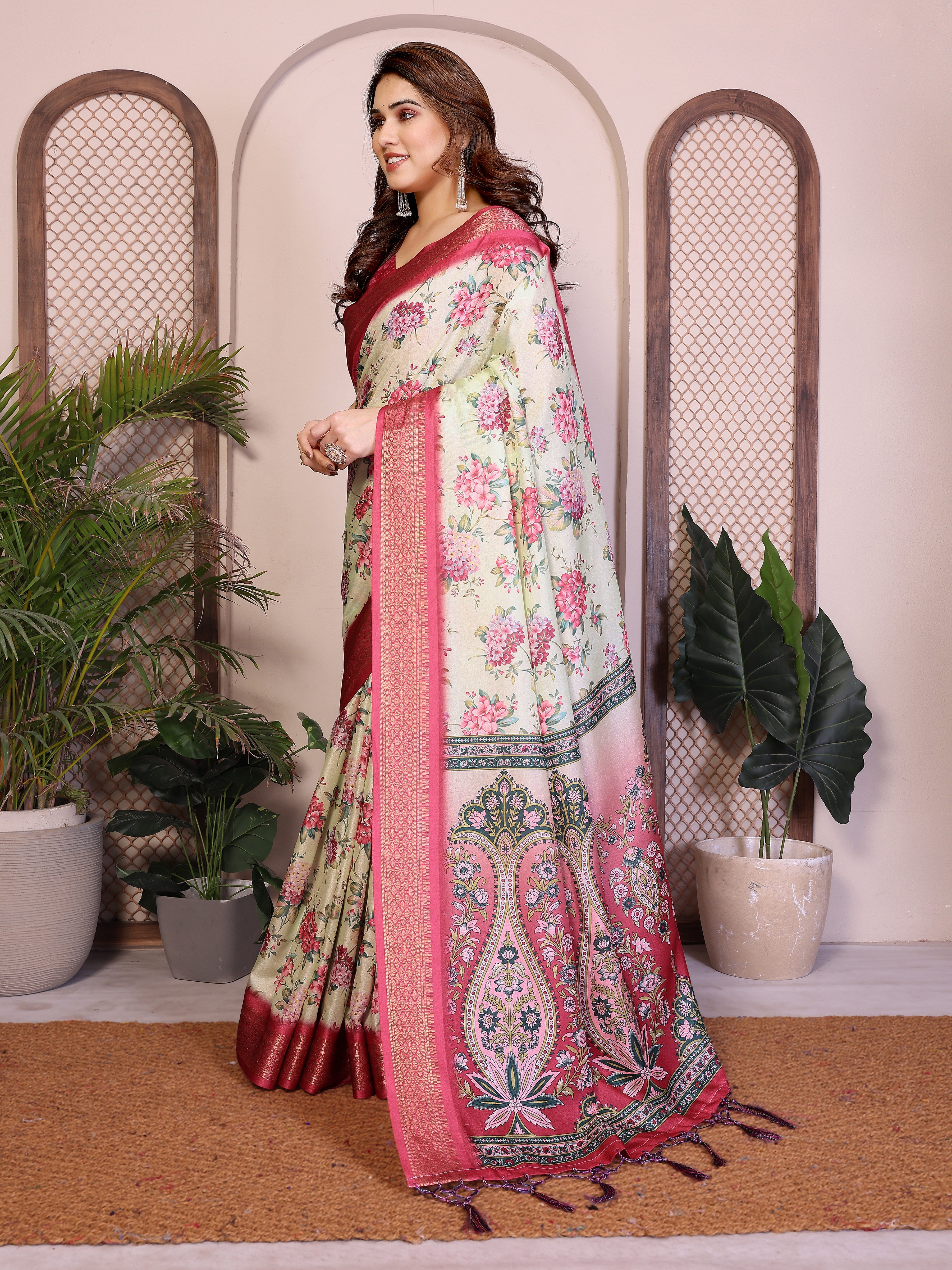 Heavy Rich Cotton Silk Digital Print Saree