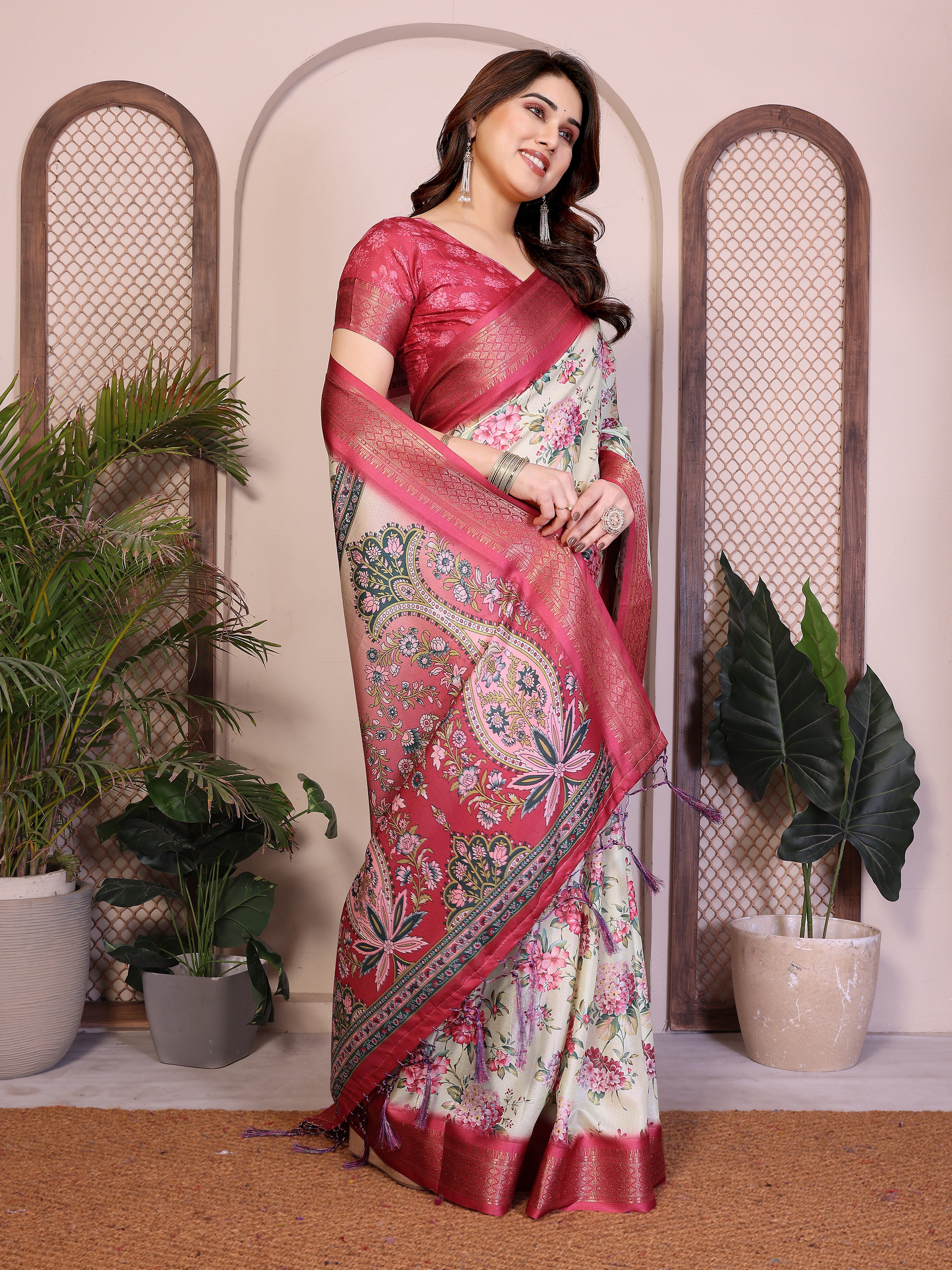 Heavy Rich Cotton Silk Digital Print Saree