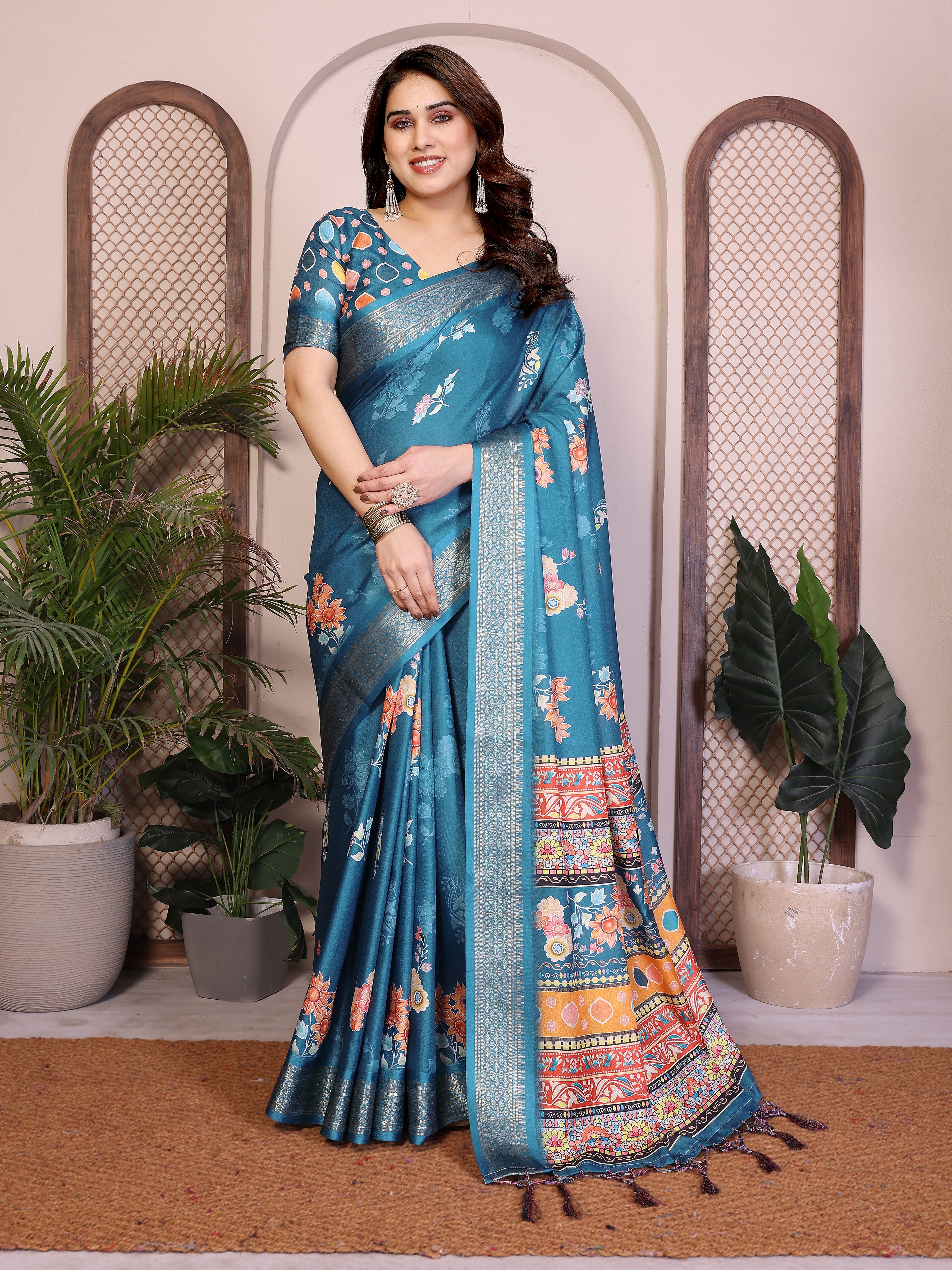 Heavy Rich Cotton Silk Digital Print Saree
